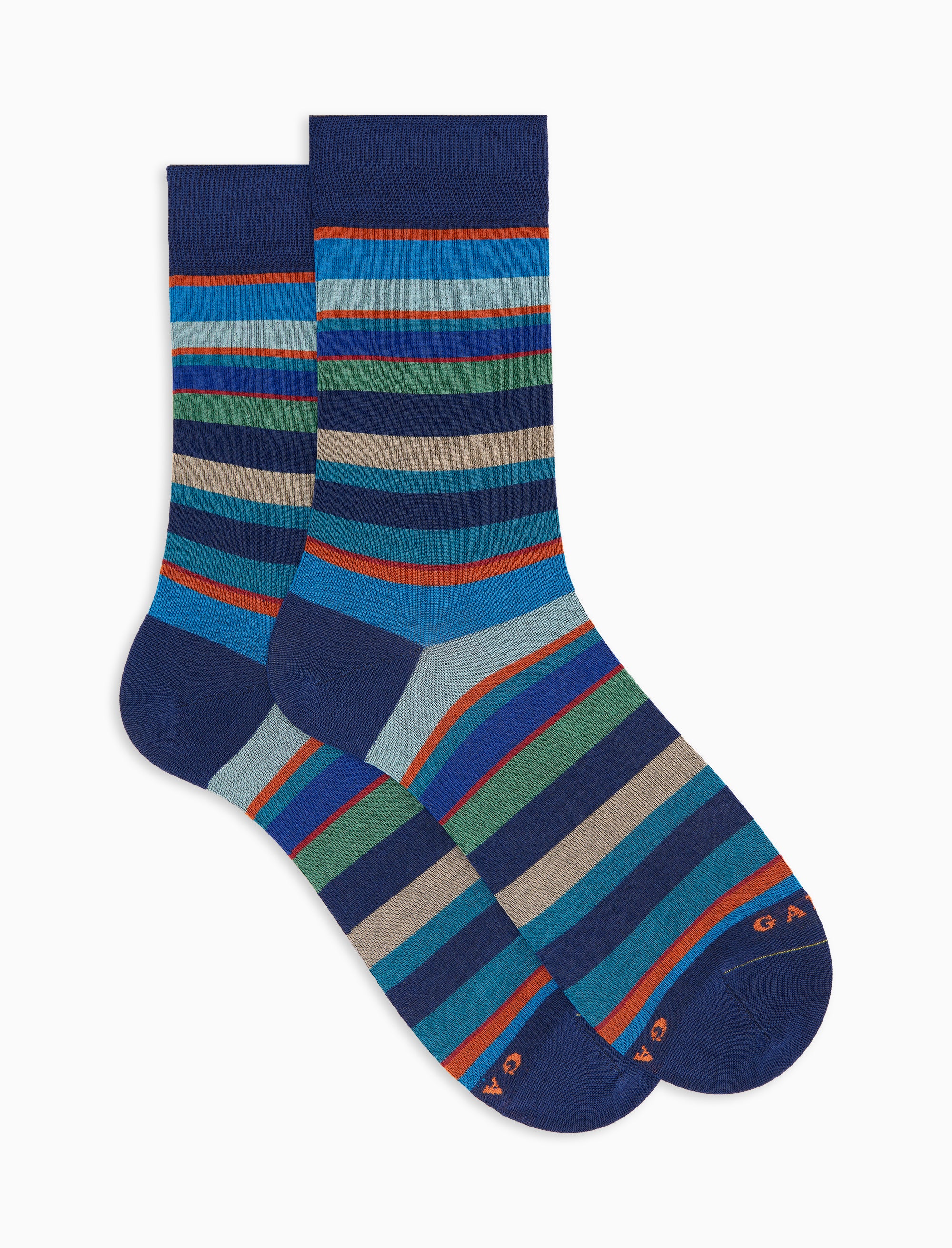 Calze corte uomo cotone leggerissimo righe multicolor blu
