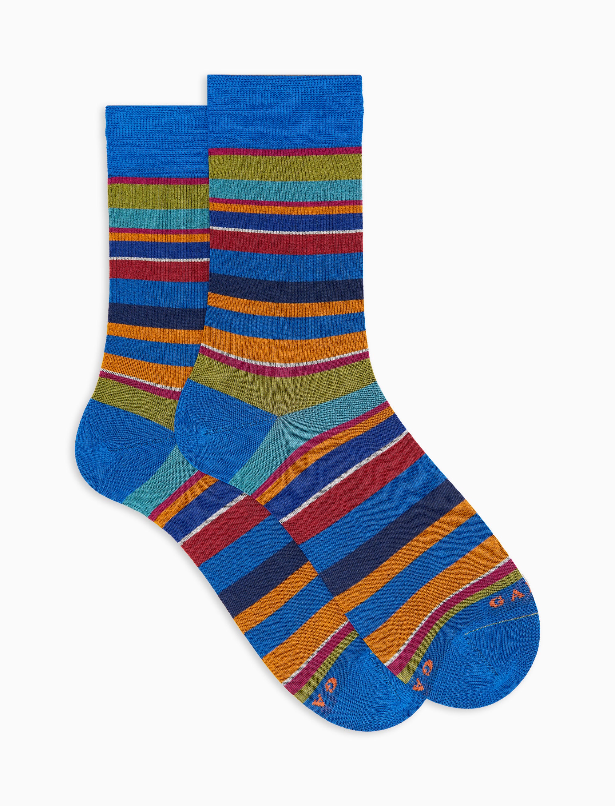Calze corte uomo cotone leggerissimo righe multicolor blu