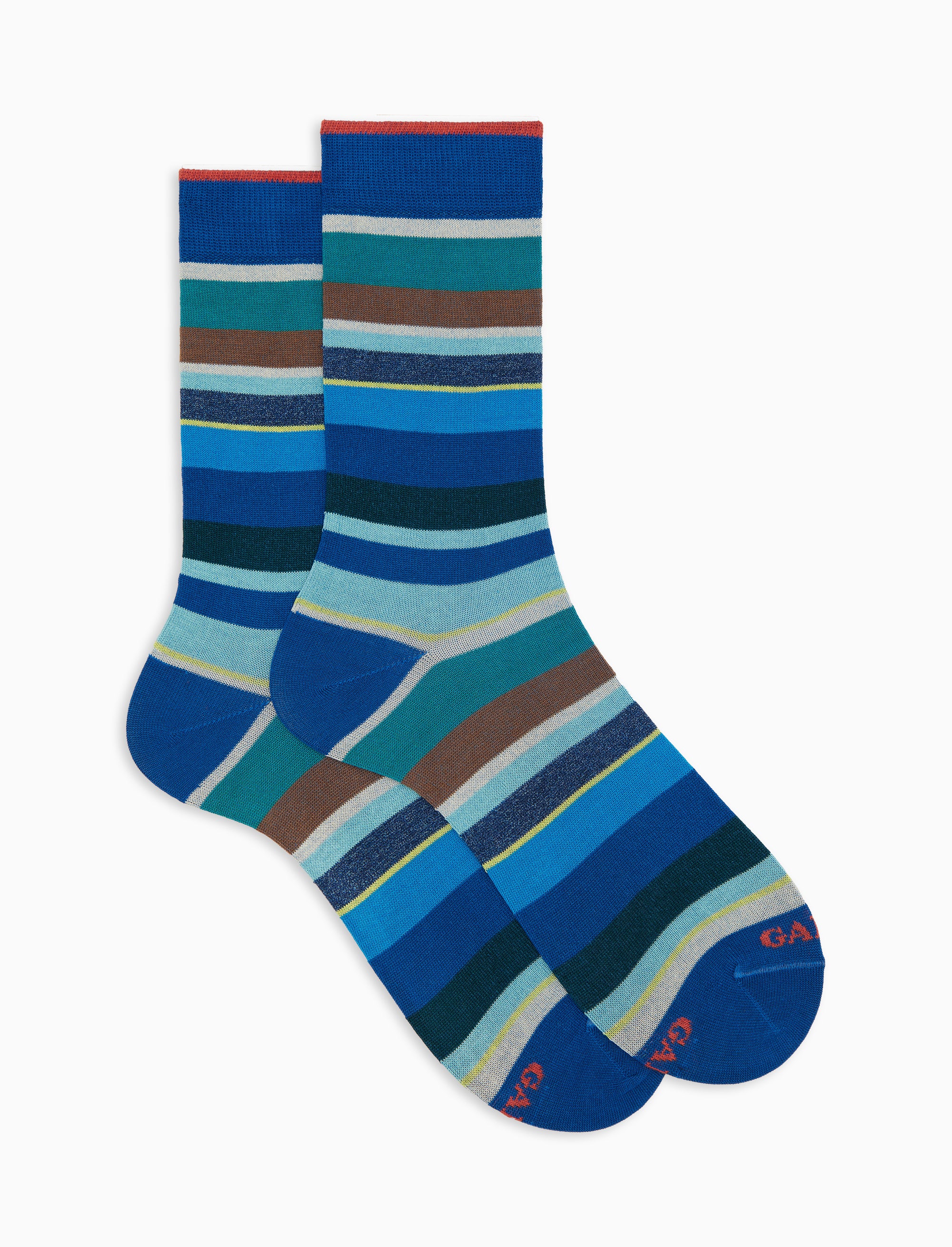 Calze corte uomo cotone leggero righe multicolor blu