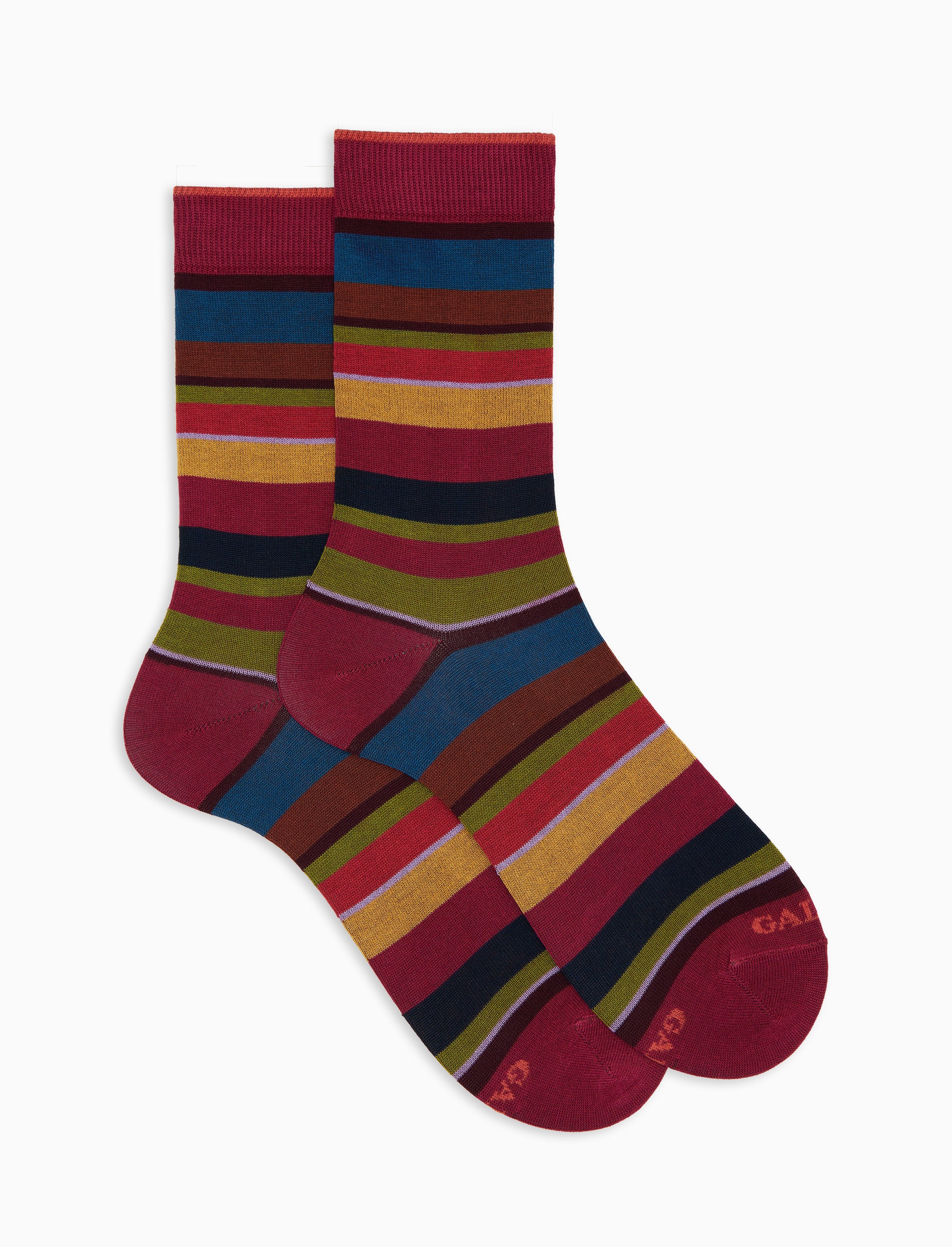 Calze corte uomo cotone leggero righe multicolor fucsia
