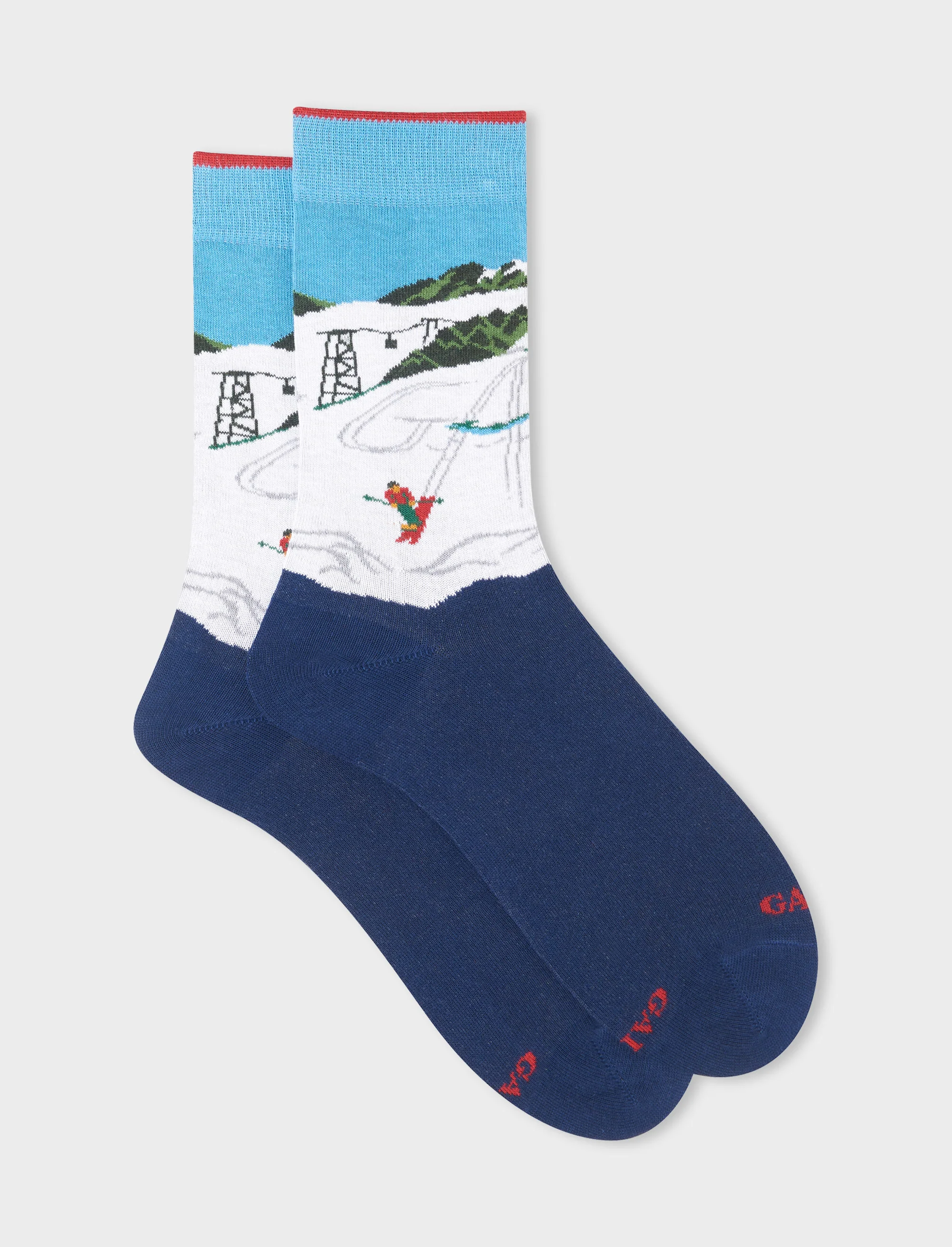 Calze corte uomo cotone royal fantasia pista da sci