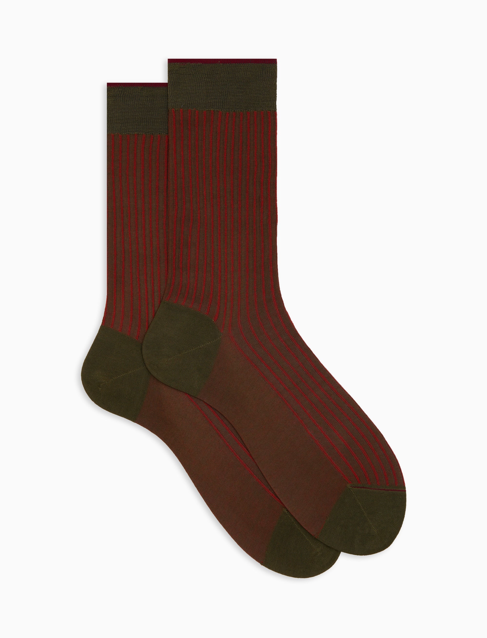 Calze corte uomo cotone verde twin rib