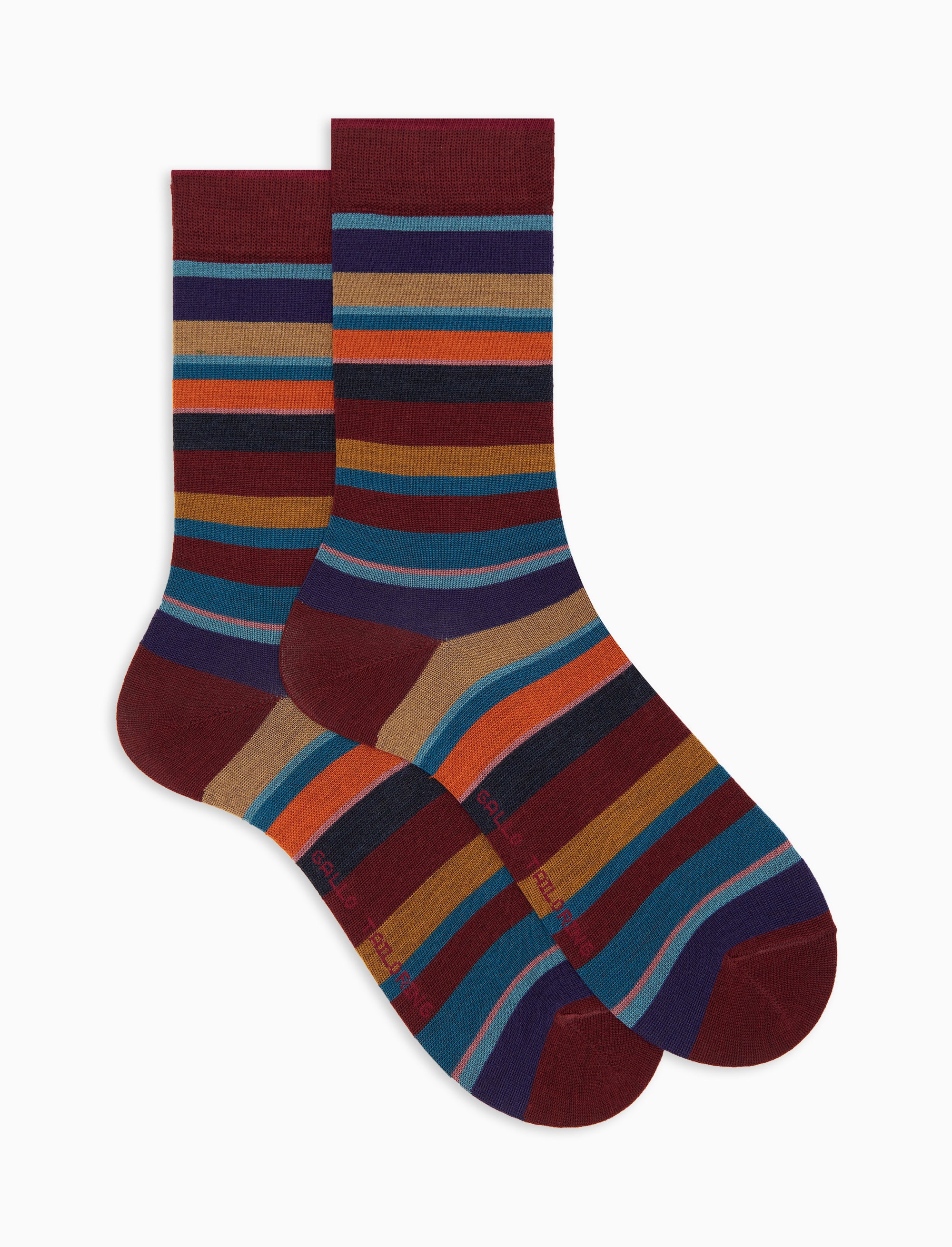 Calze corte uomo lana rosso righe multicolor