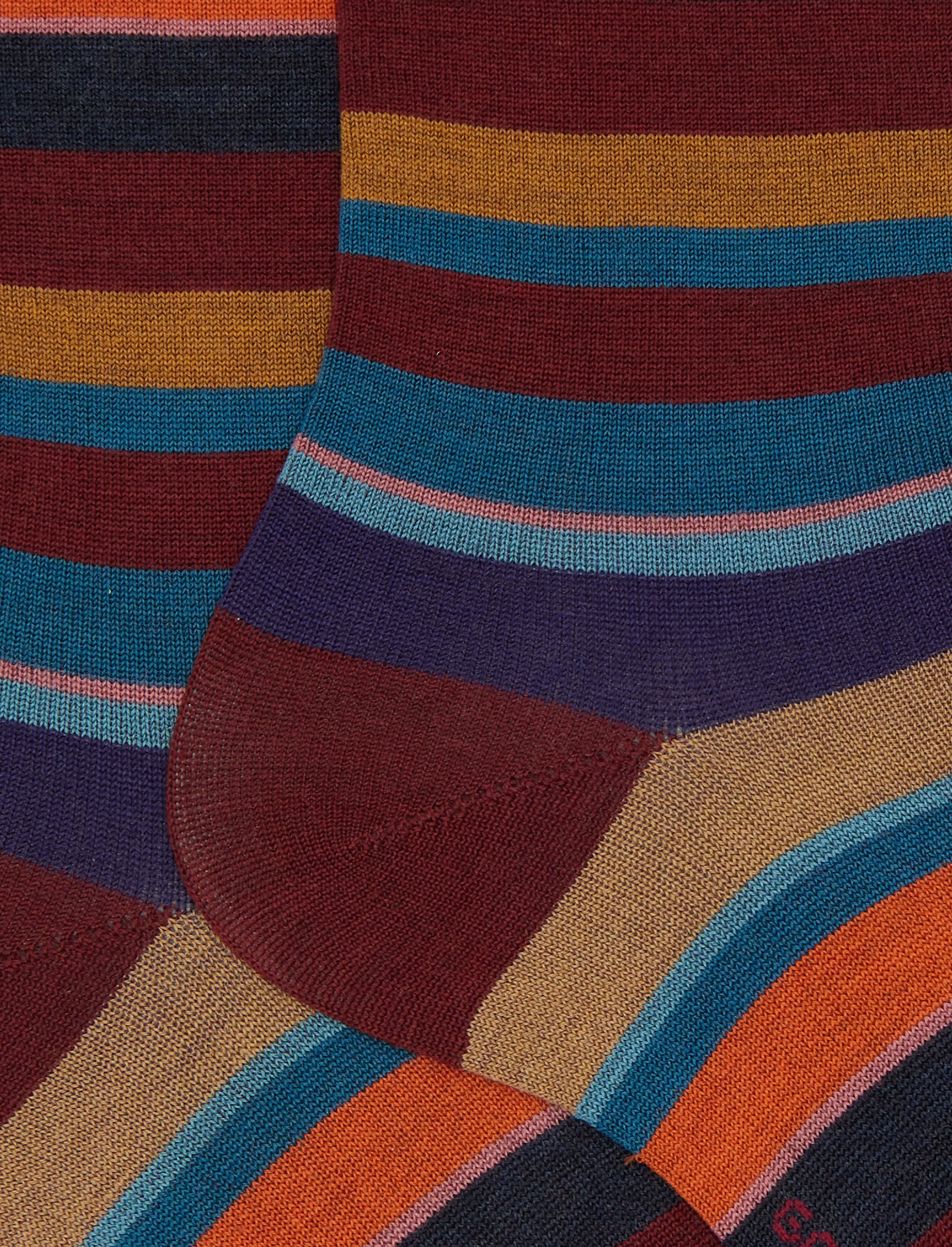Calze corte uomo lana rosso righe multicolor - Image 2