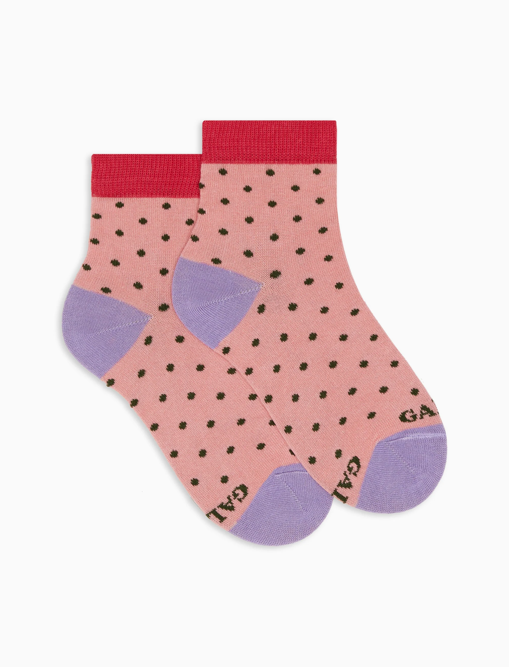 Calze cortissime bambino cotone leggero geranio fantasia pois
