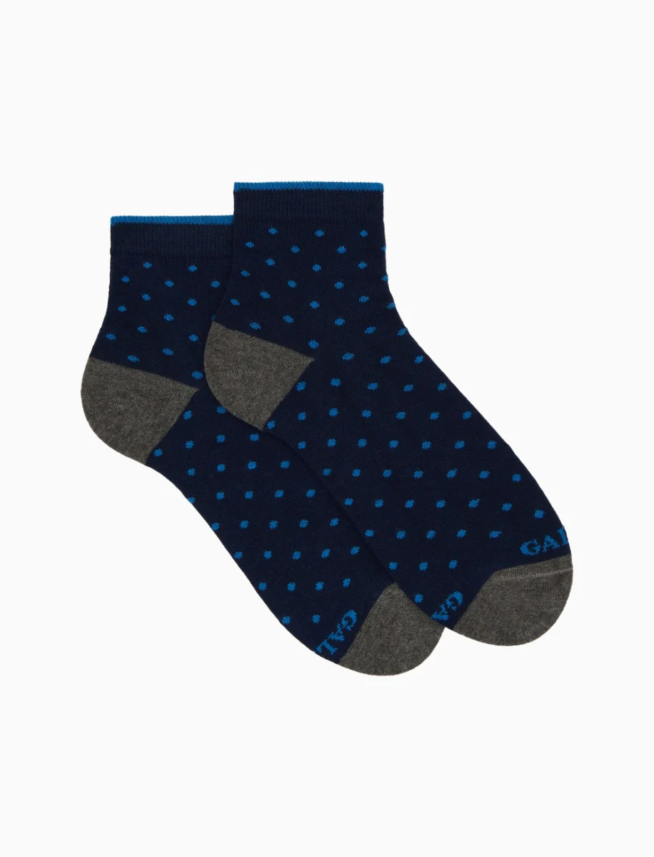 Calze cortissime donna cotone blu fantasia pois - Image 3