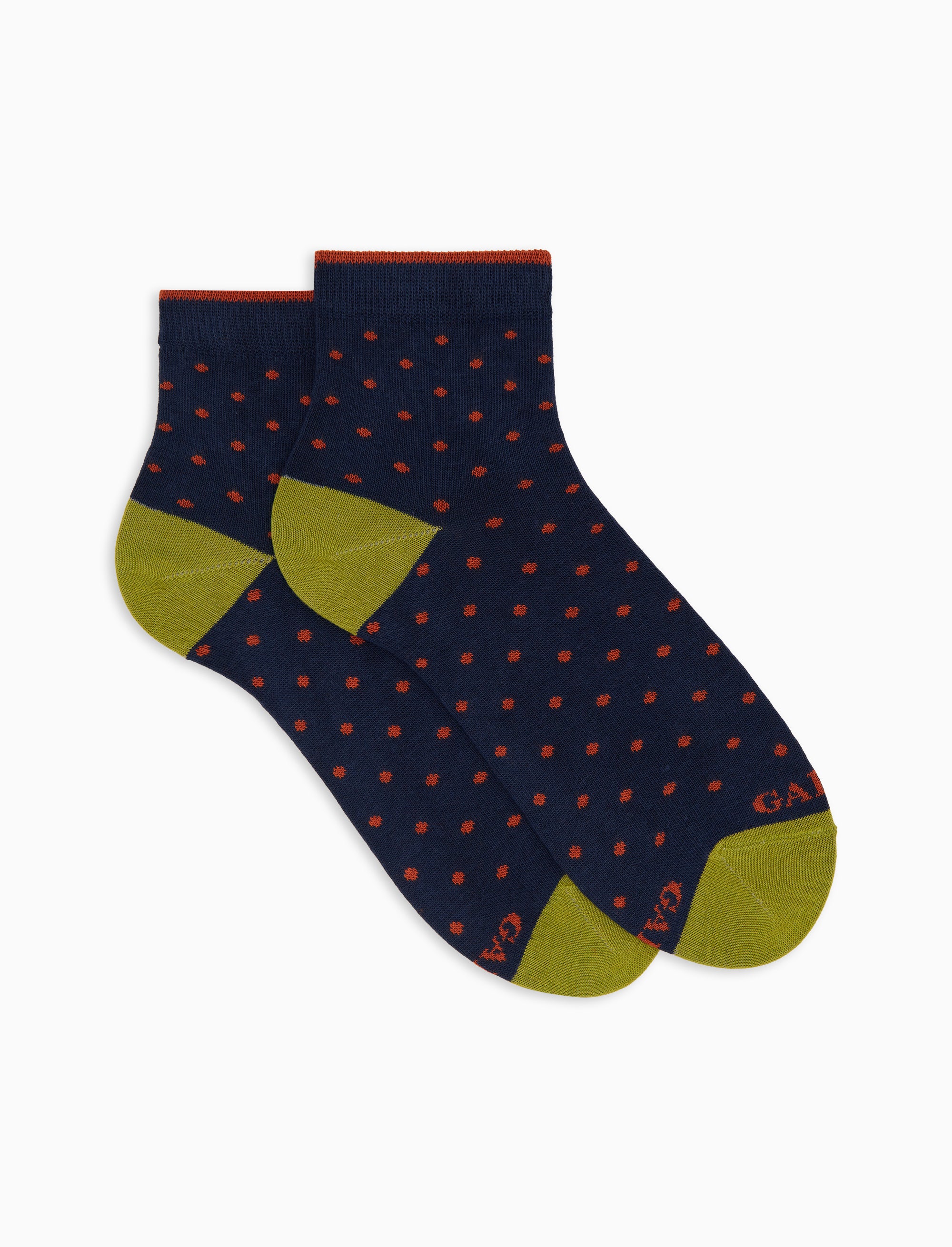Calze cortissime donna cotone blu fantasia pois