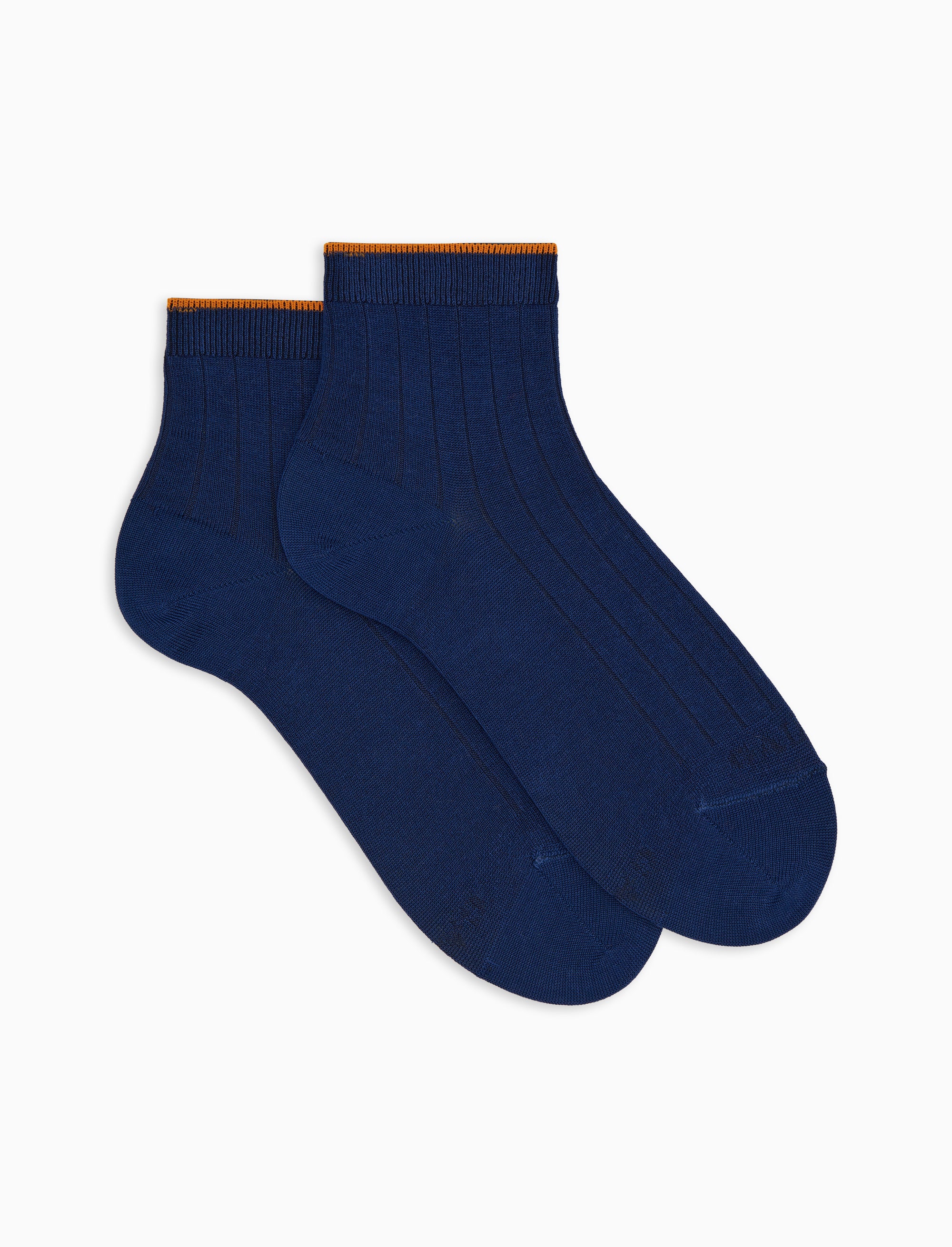 Calze cortissime donna cotone leggero costa tinta unita blu