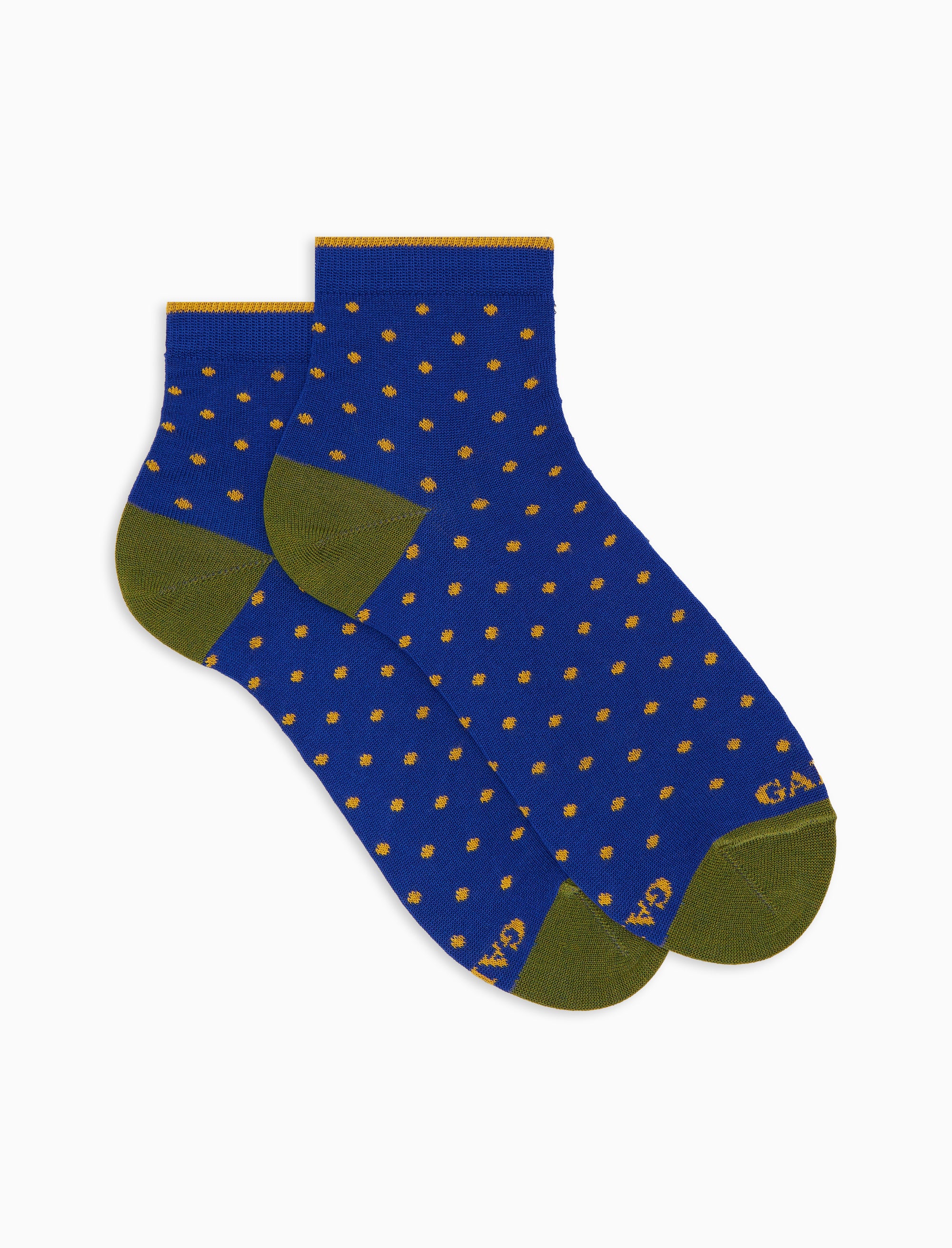 Calze cortissime donna cotone fantasia pois blu