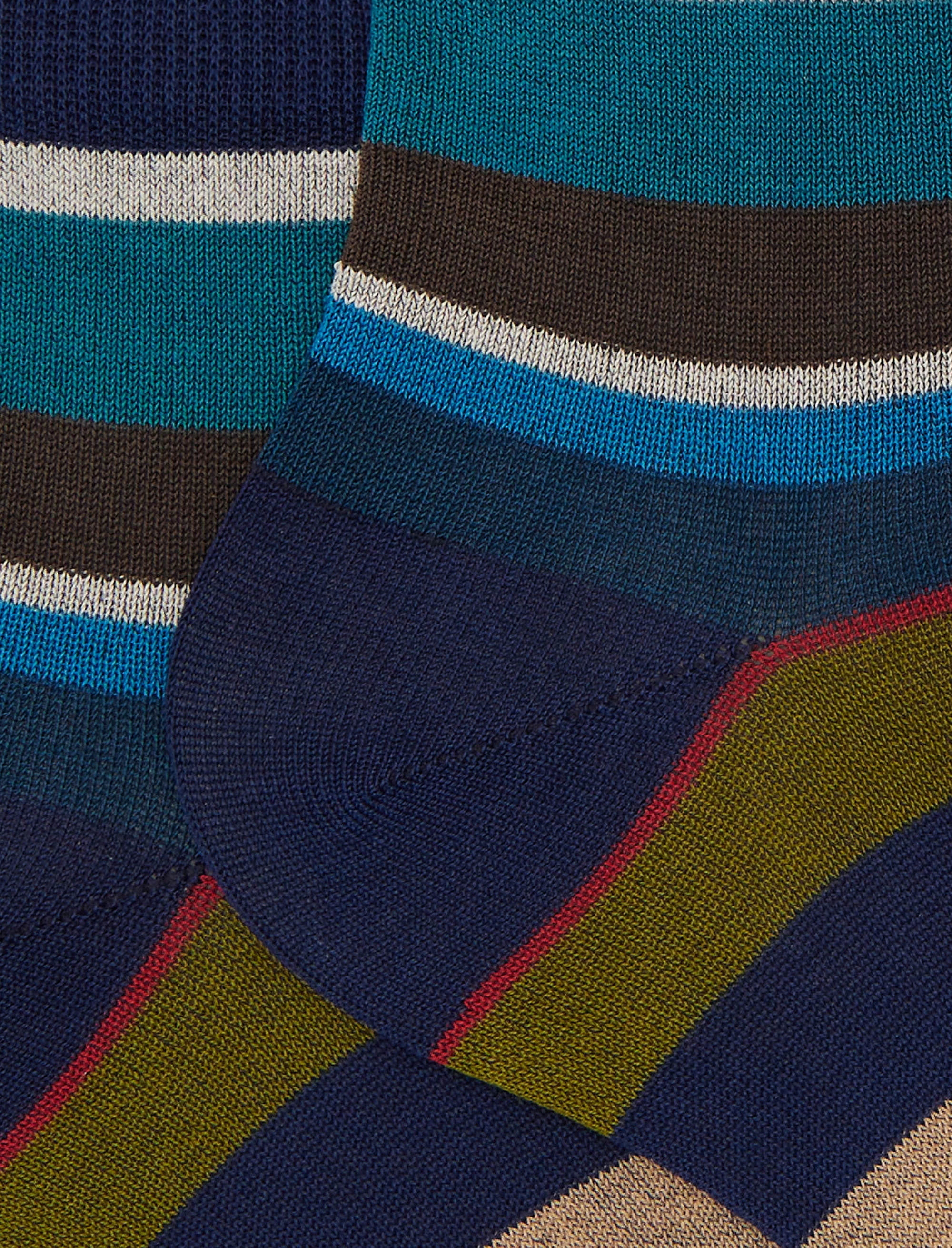 Calze cortissime donna cotone righe multicolor blu - Image 2