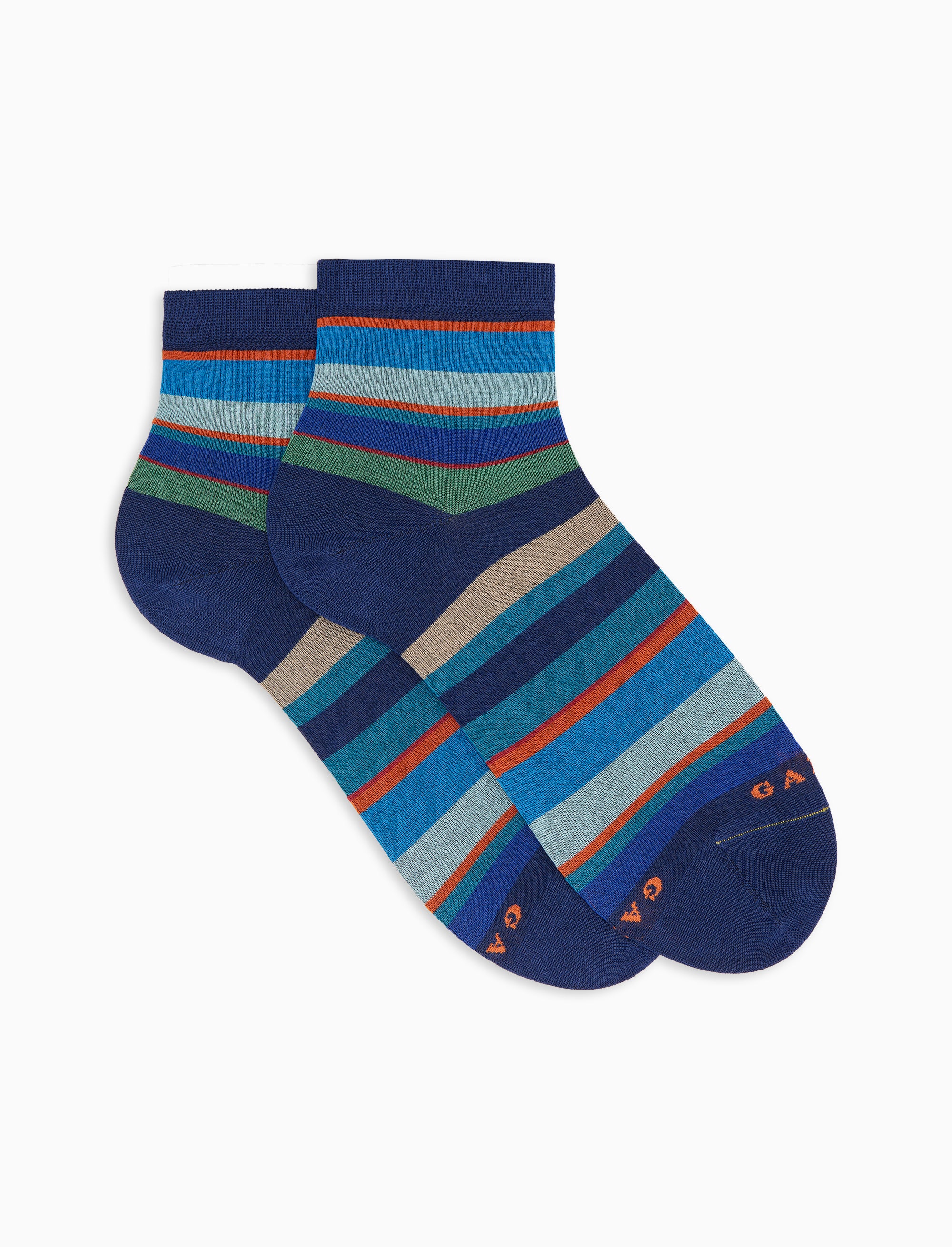 Calze cortissime donna cotone leggerissimo righe multicolor blu