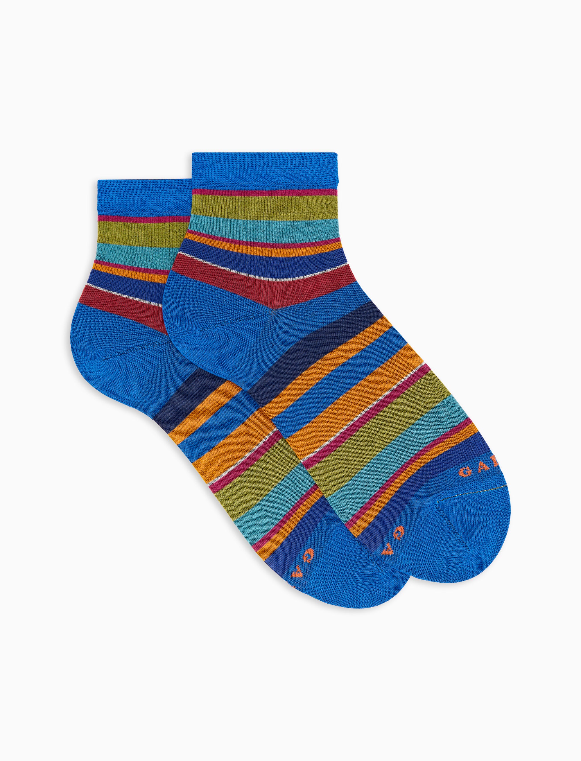 Calze cortissime donna cotone leggerissimo righe multicolor blu