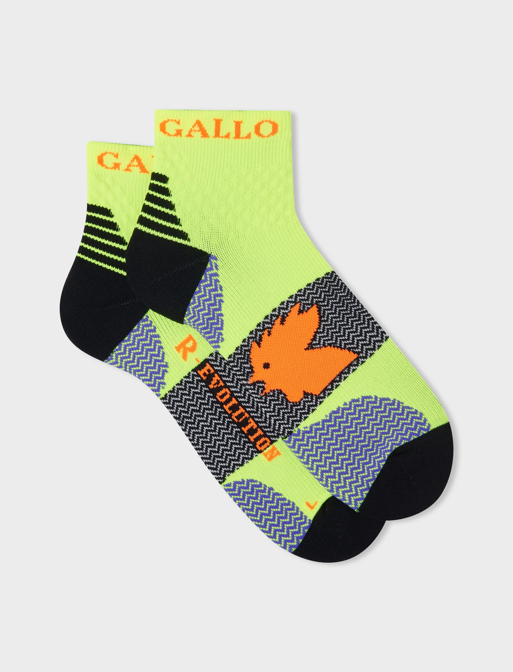 Calze cortissime tecniche donna giallo fluo fantasia chevron - Image 2