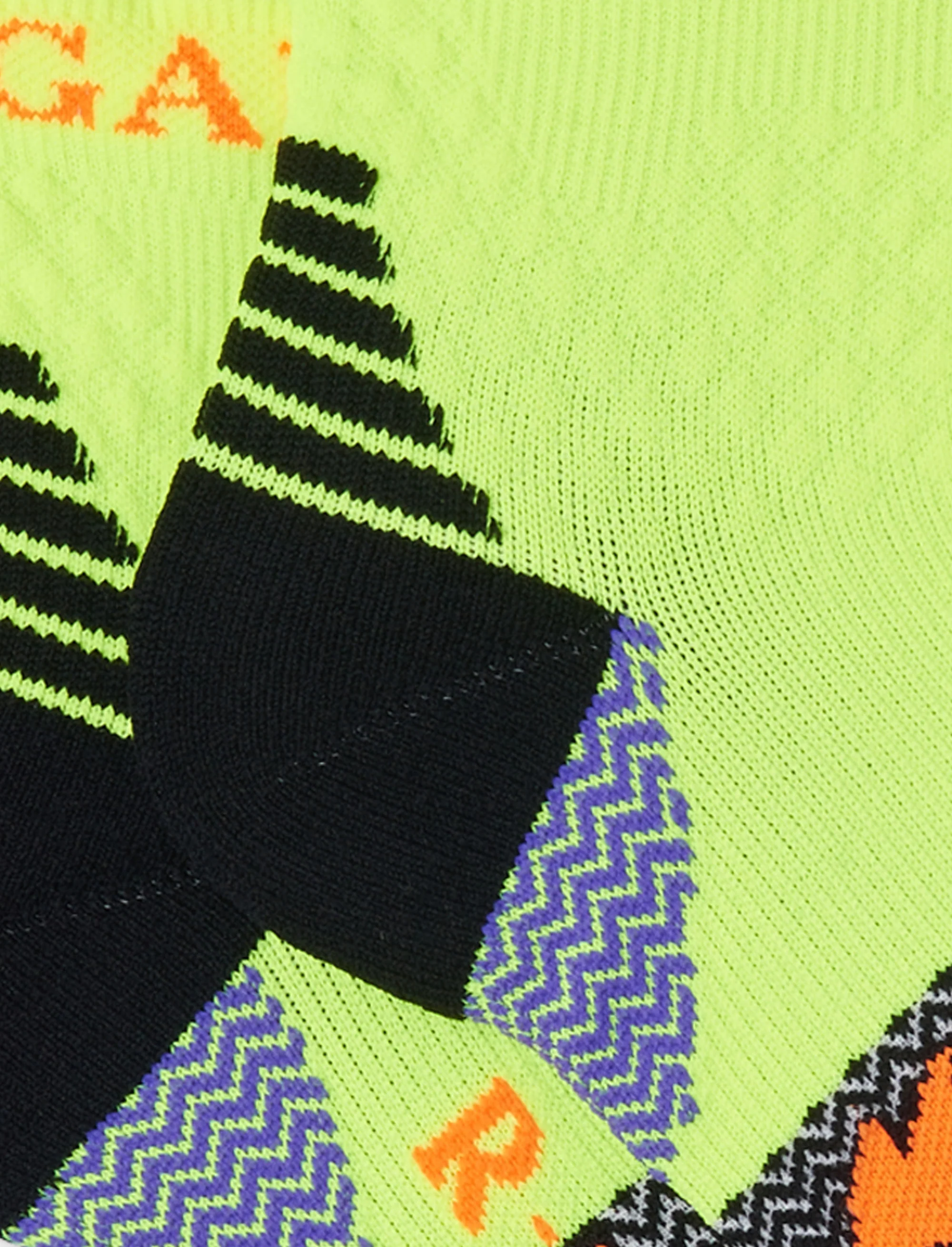 Calze cortissime tecniche donna giallo fluo fantasia chevron - Image 4