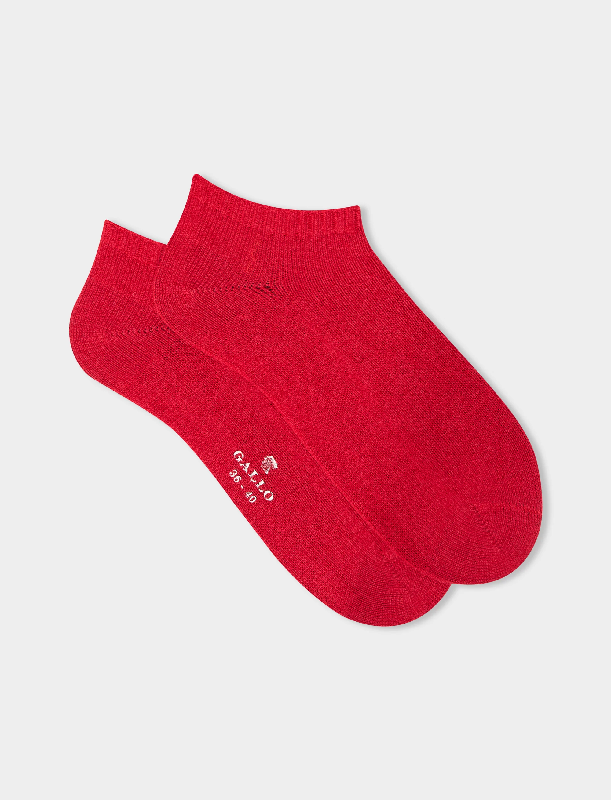 Calze fantasmini donna cashmere rosso tinta unita