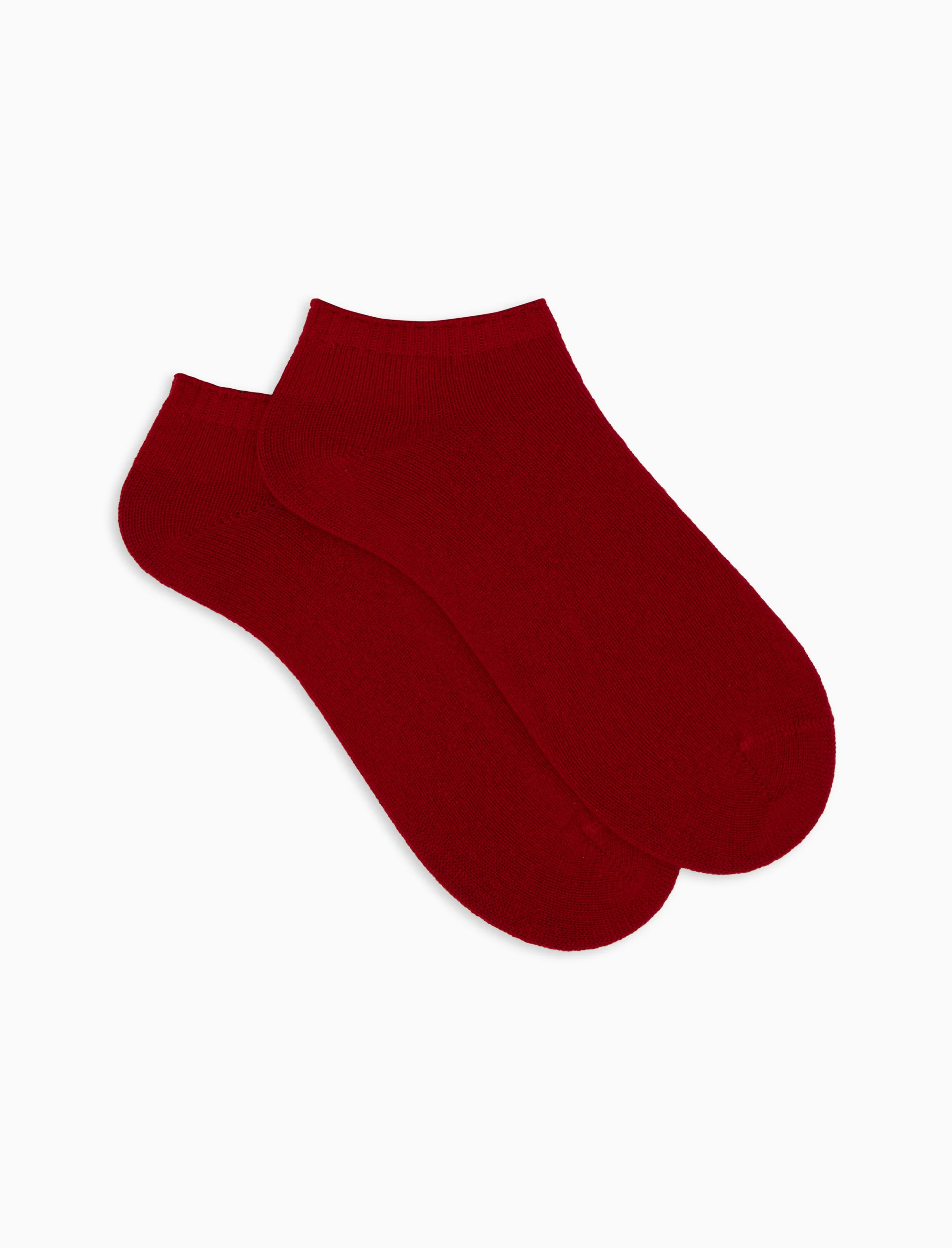 Calze fantasmini donna cashmere rosso tinta unita - Image 2