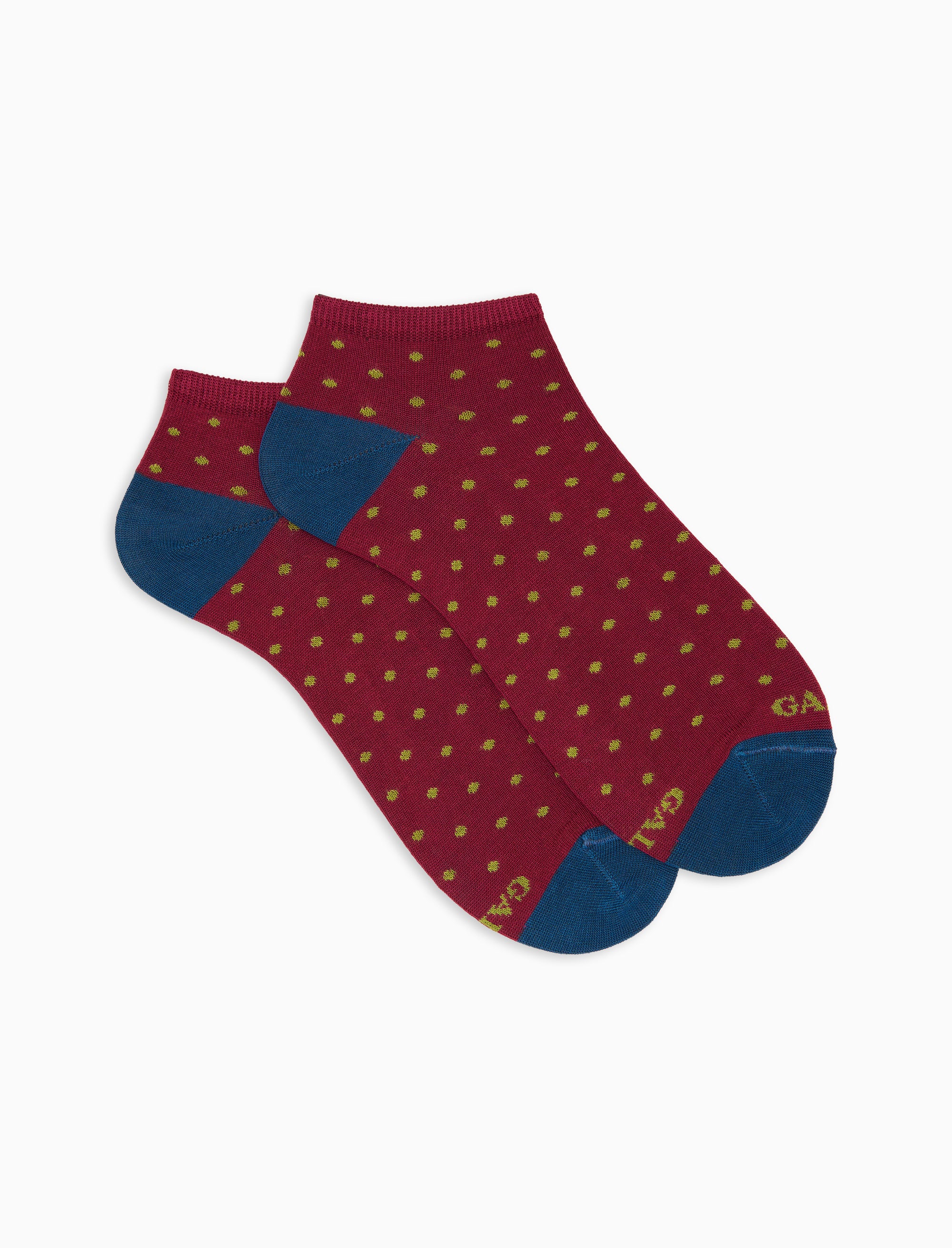 Calze fantasmini donna cotone leggero fantasia pois fucsia