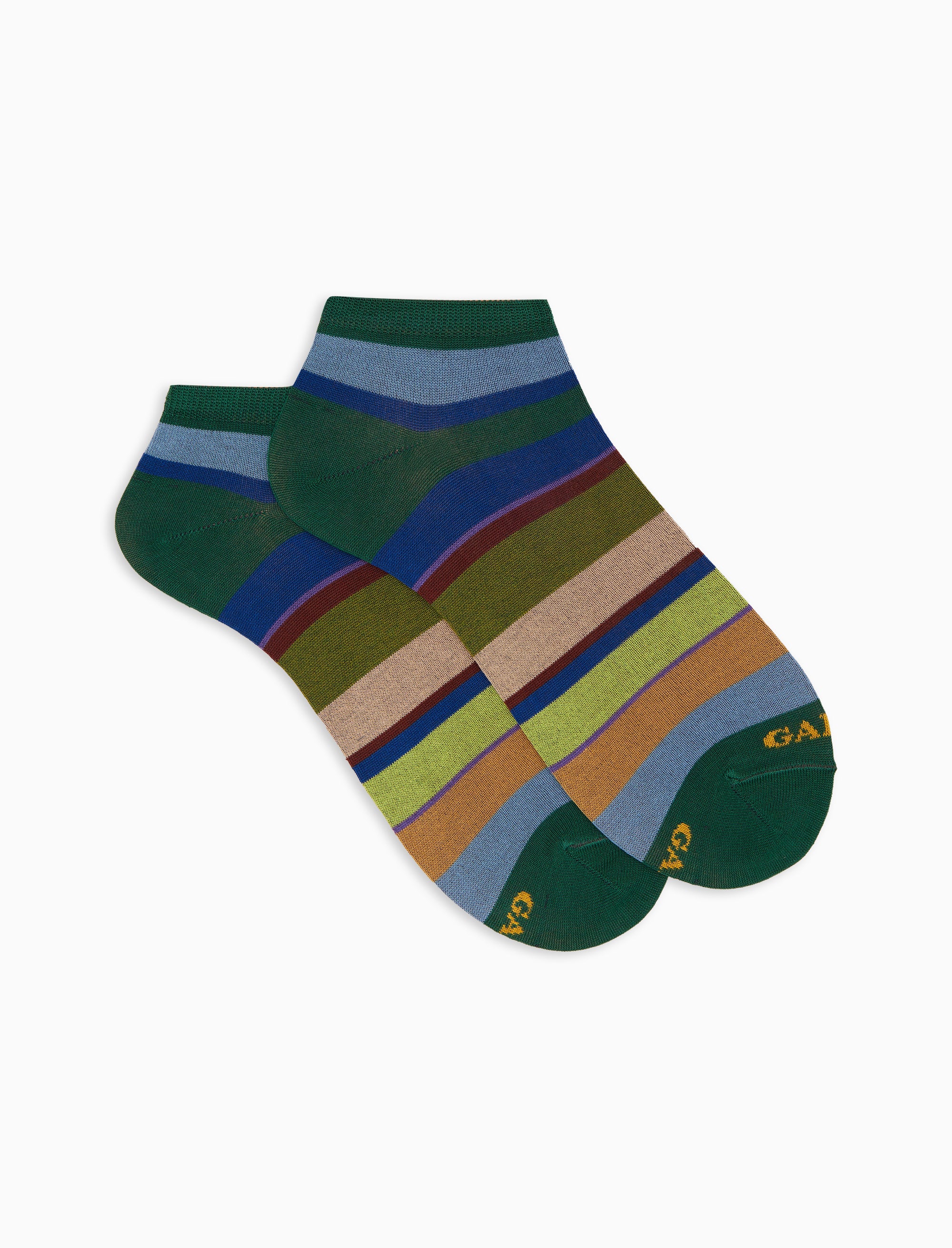 Calze fantasmini donna cotone righe multicolor verde