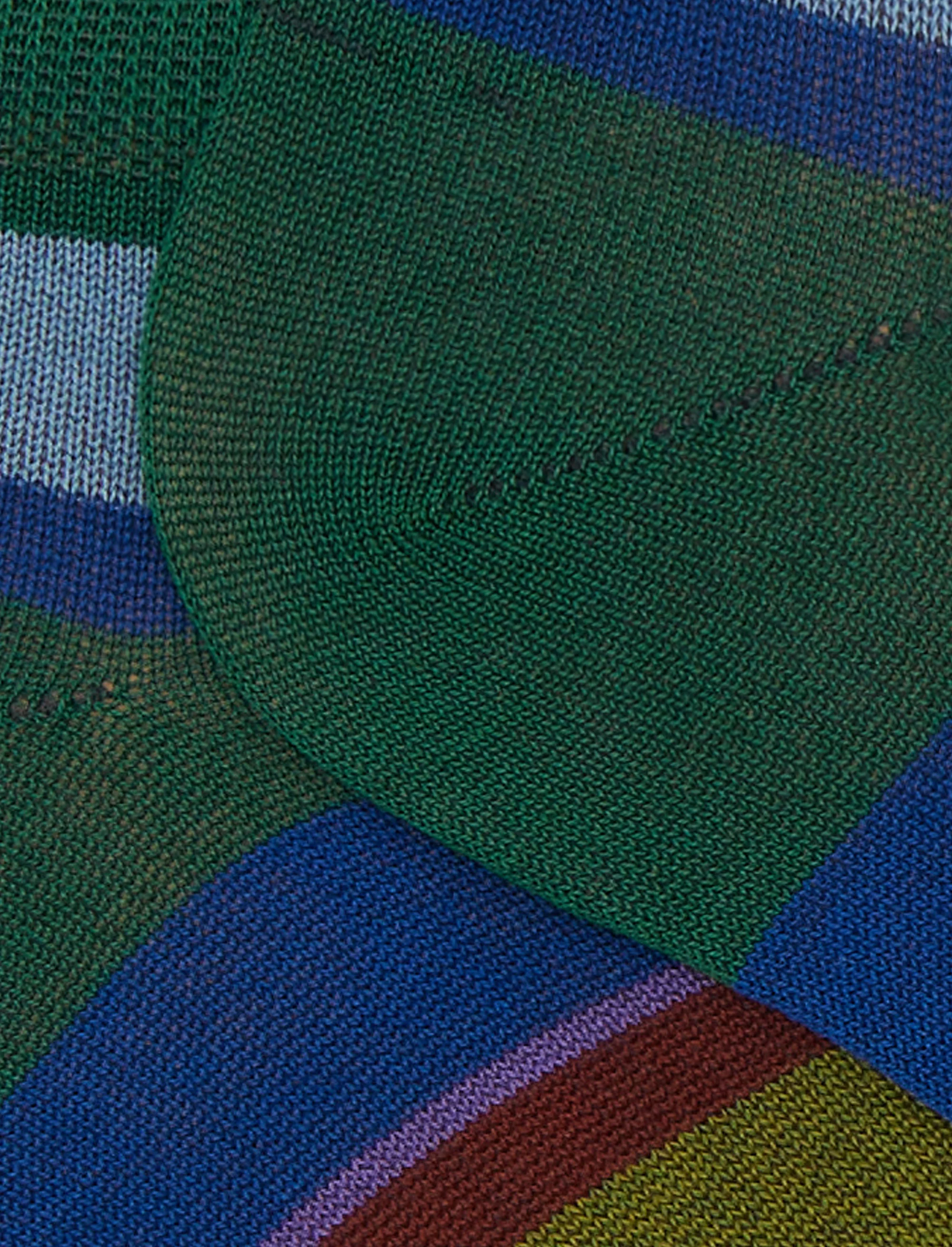 Calze fantasmini donna cotone righe multicolor verde - Image 2