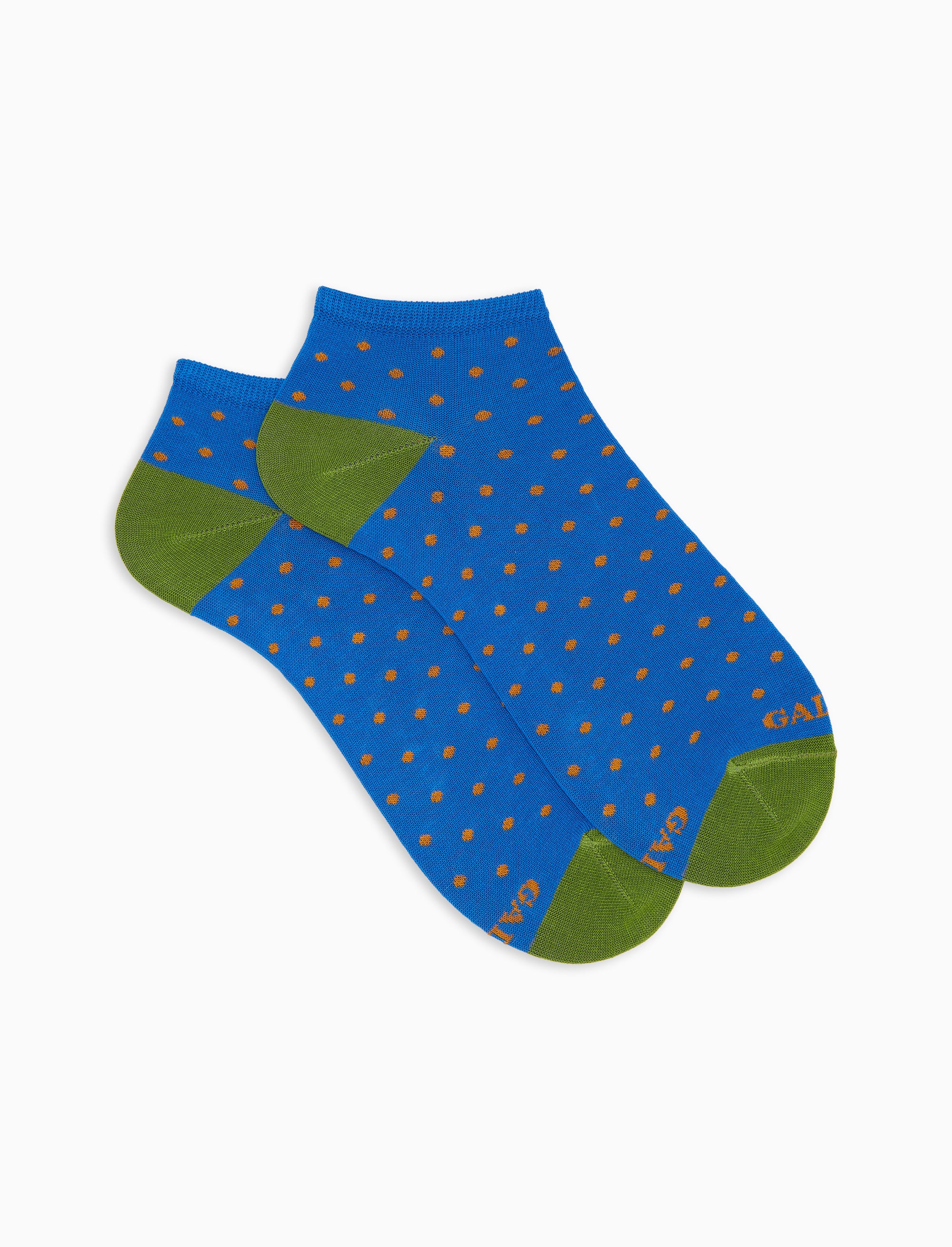 Calze fantasmini uomo cotone leggero fantasia pois azzurro