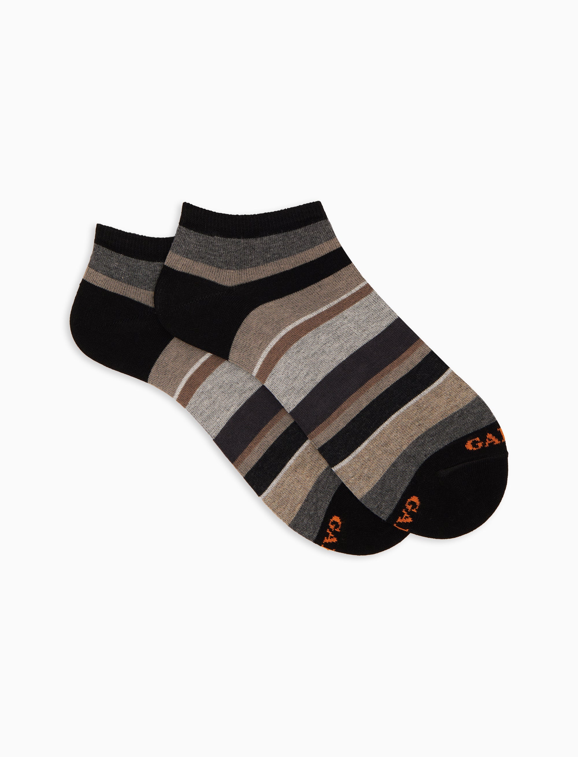 Calze fantasmini uomo cotone nero righe multicolor