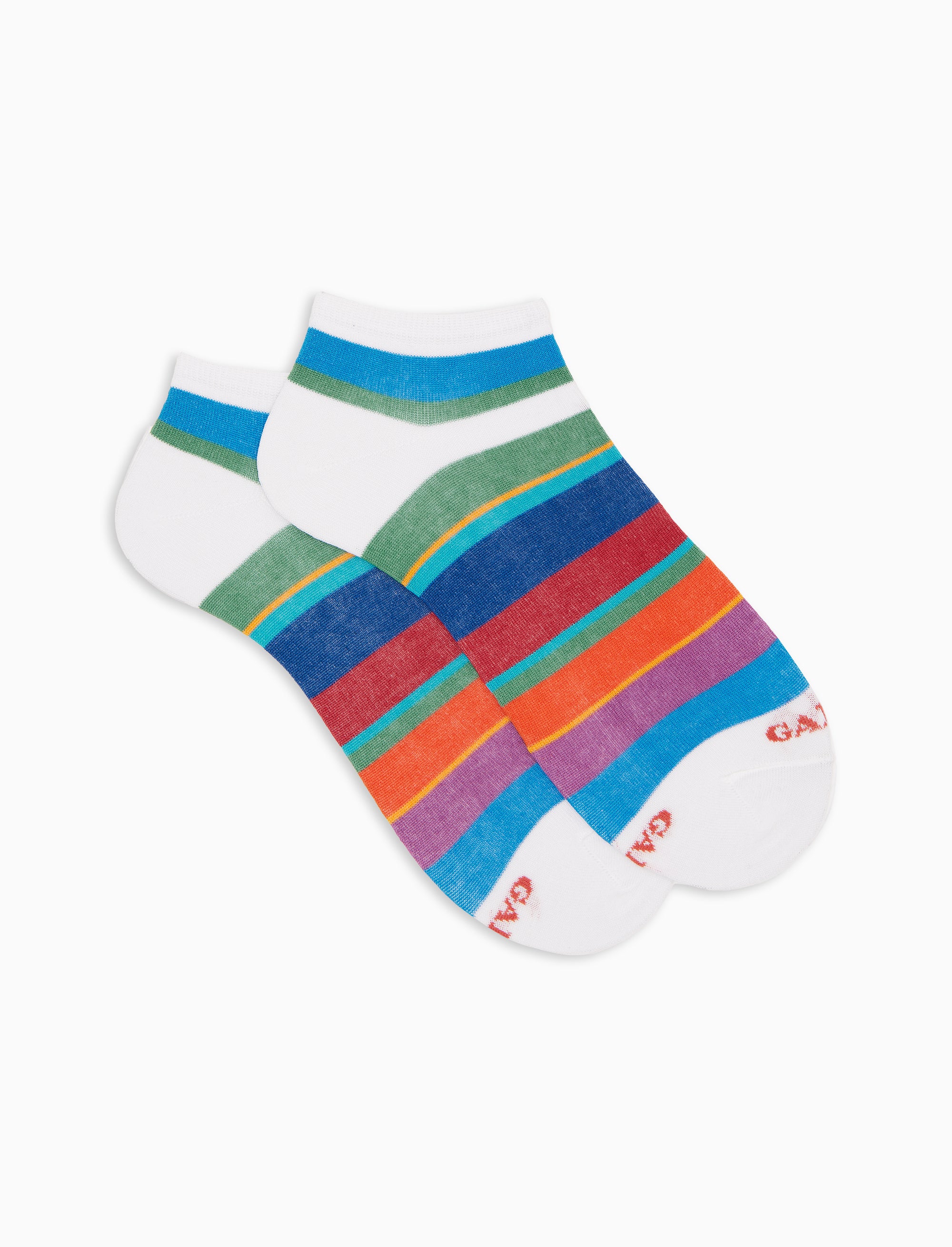 Calze fantasmini uomo cotone leggero righe multicolor bianco
