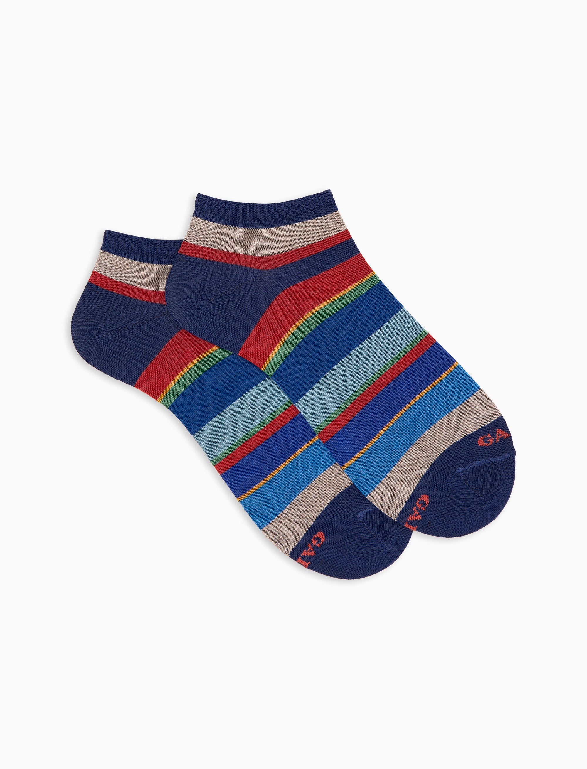 Calze fantasmini uomo cotone leggero righe multicolor blu