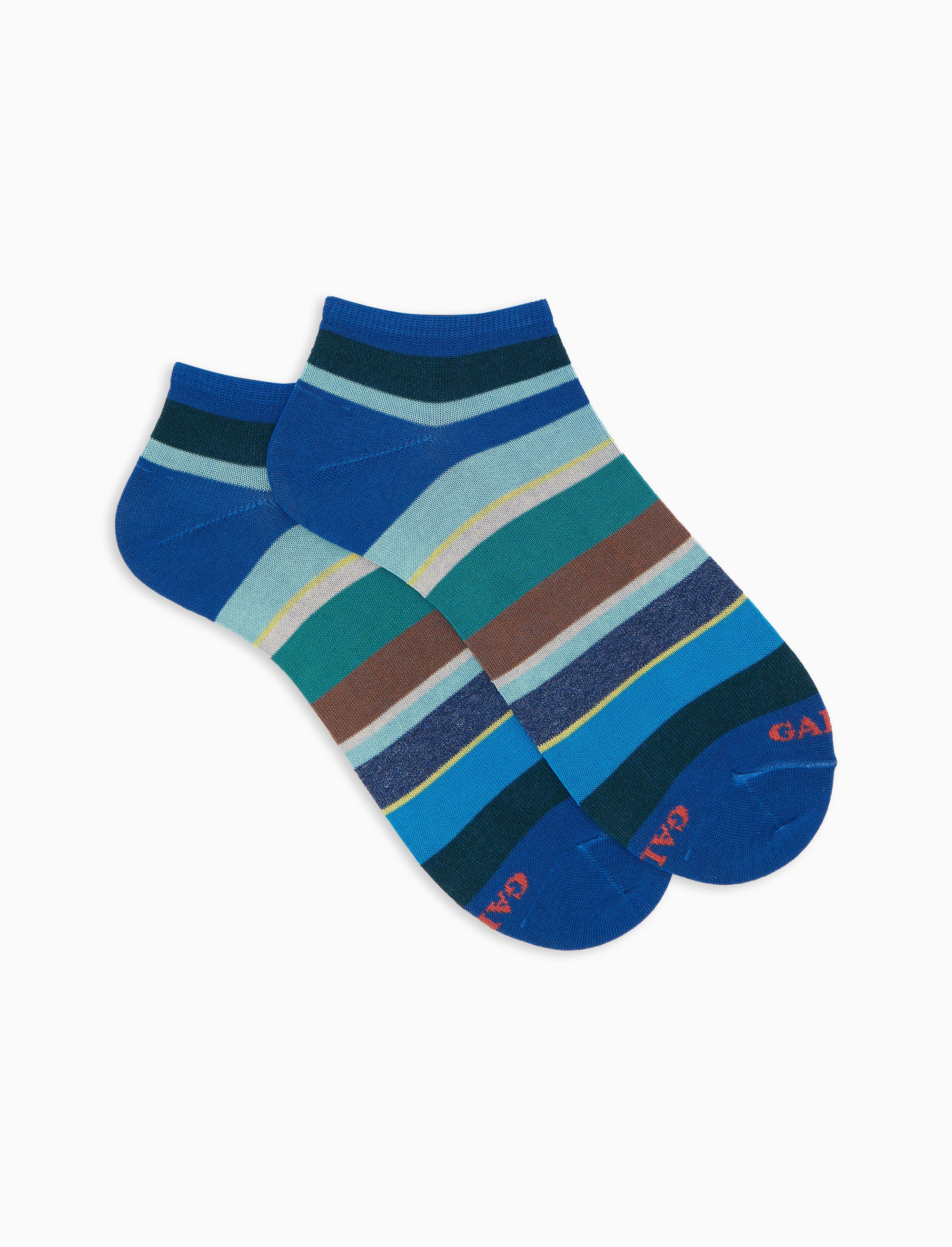 Calze fantasmini uomo cotone leggero righe multicolor blu