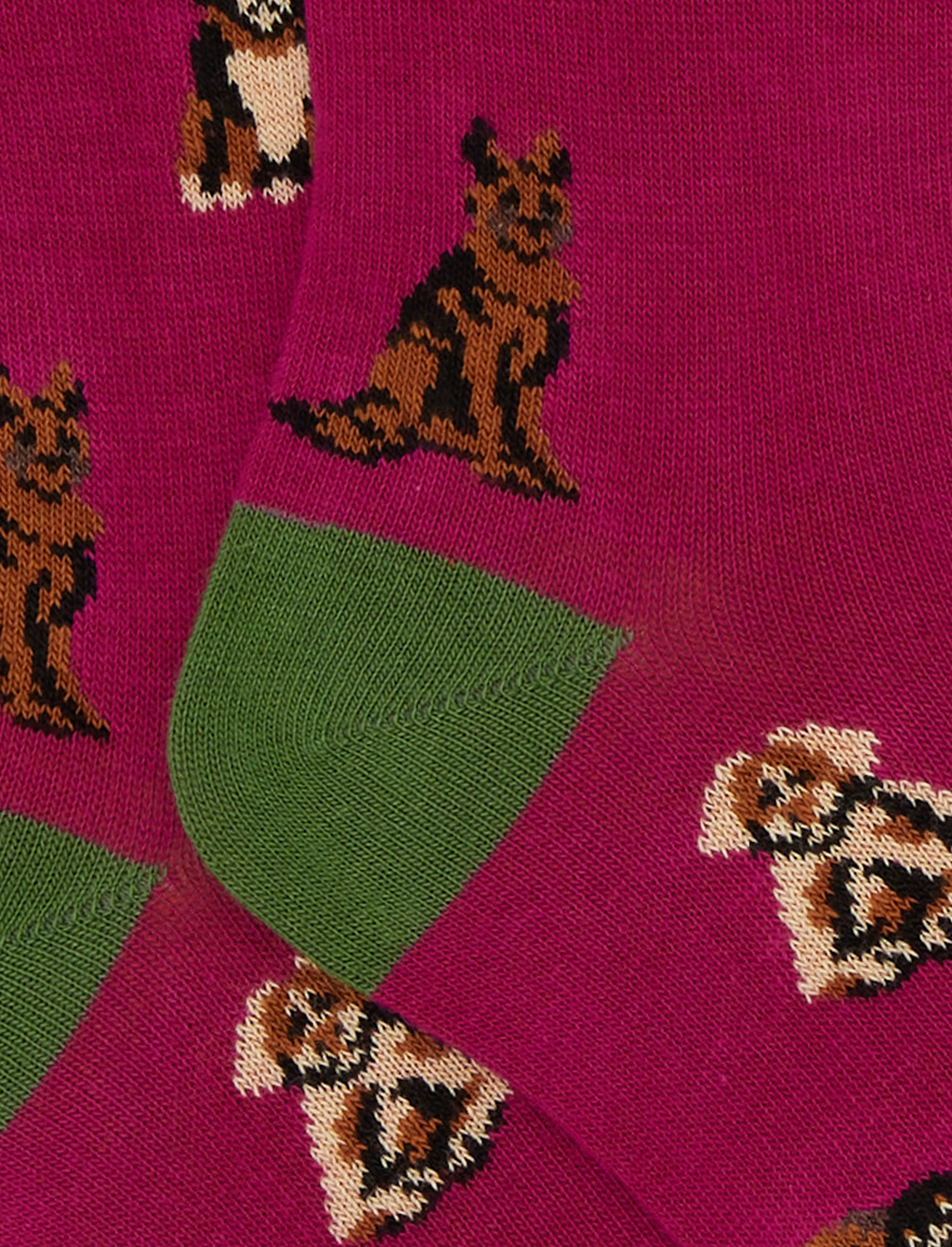 Calze lunghe bambino cotone fucsia fantasia cani - Image 2