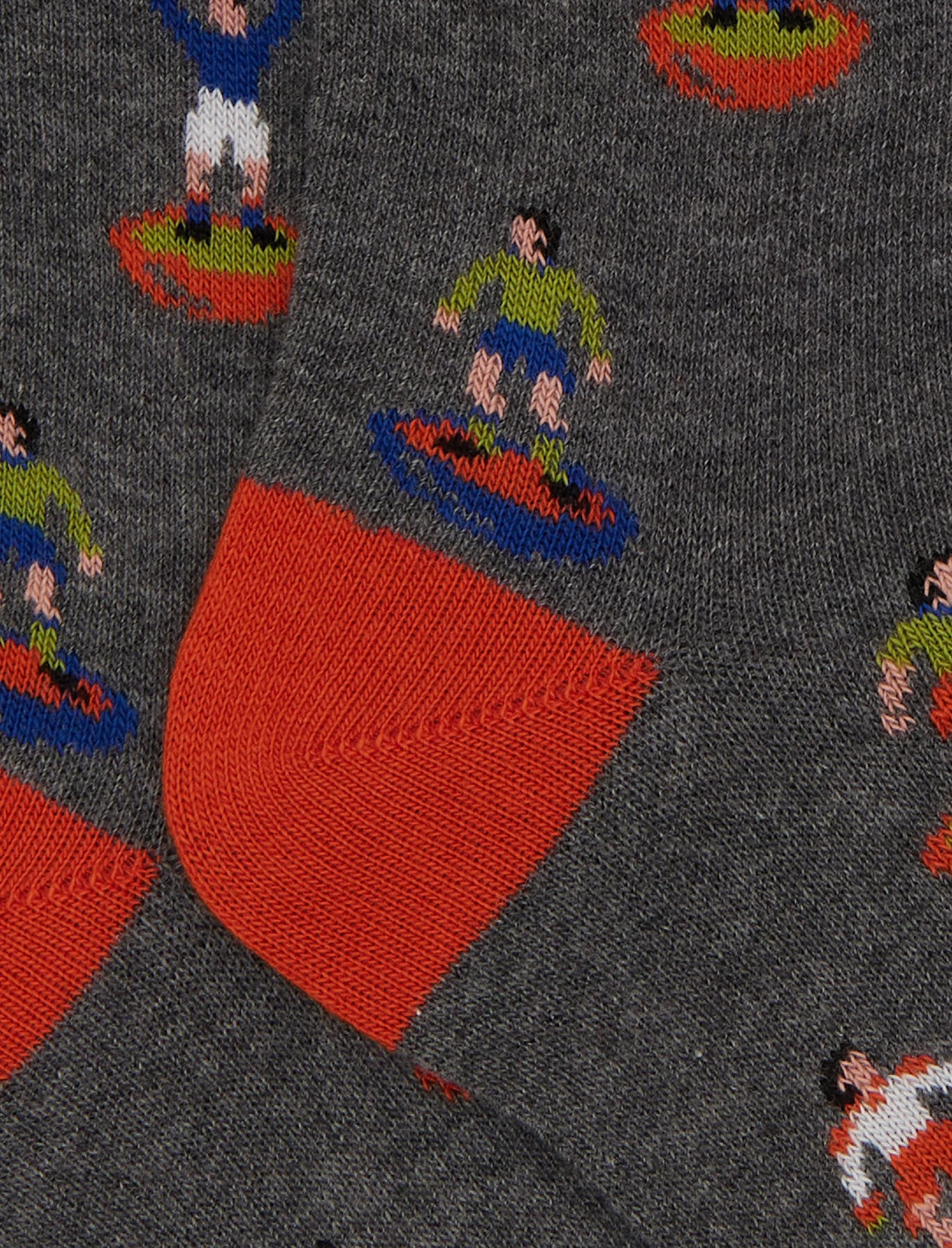 Calze lunghe bambino cotone grigio fantasia gioco calcio - Image 2