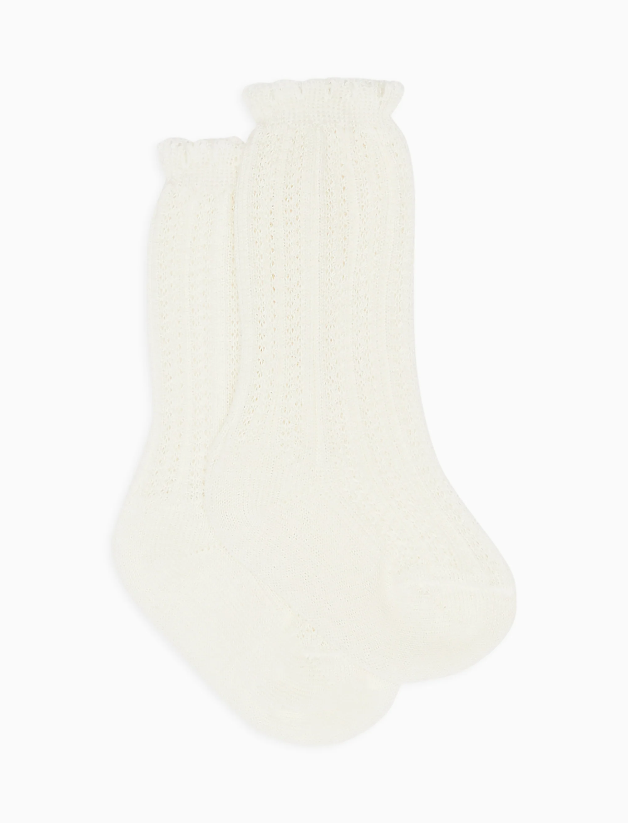 Calze lunghe bambino cotone tinta unita traforato a righe verticali bianco
