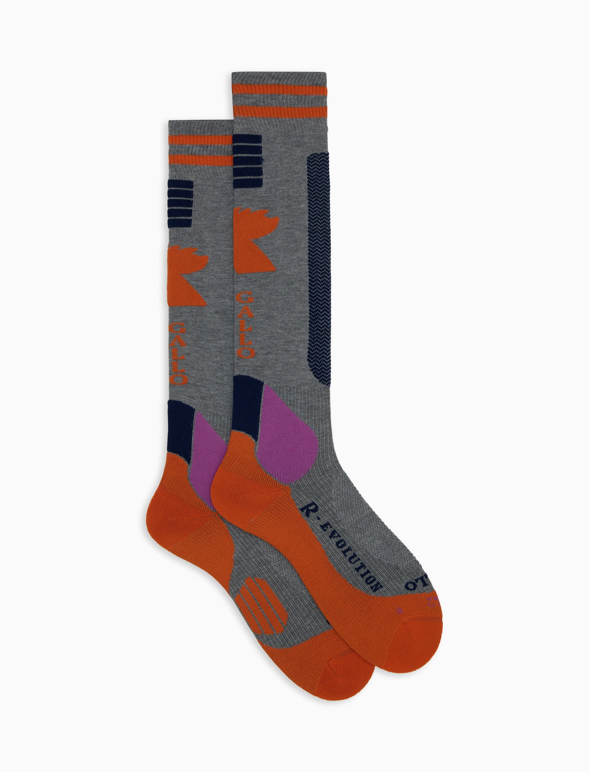 Calze lunghe da sci unisex grigio fantasia chevron
