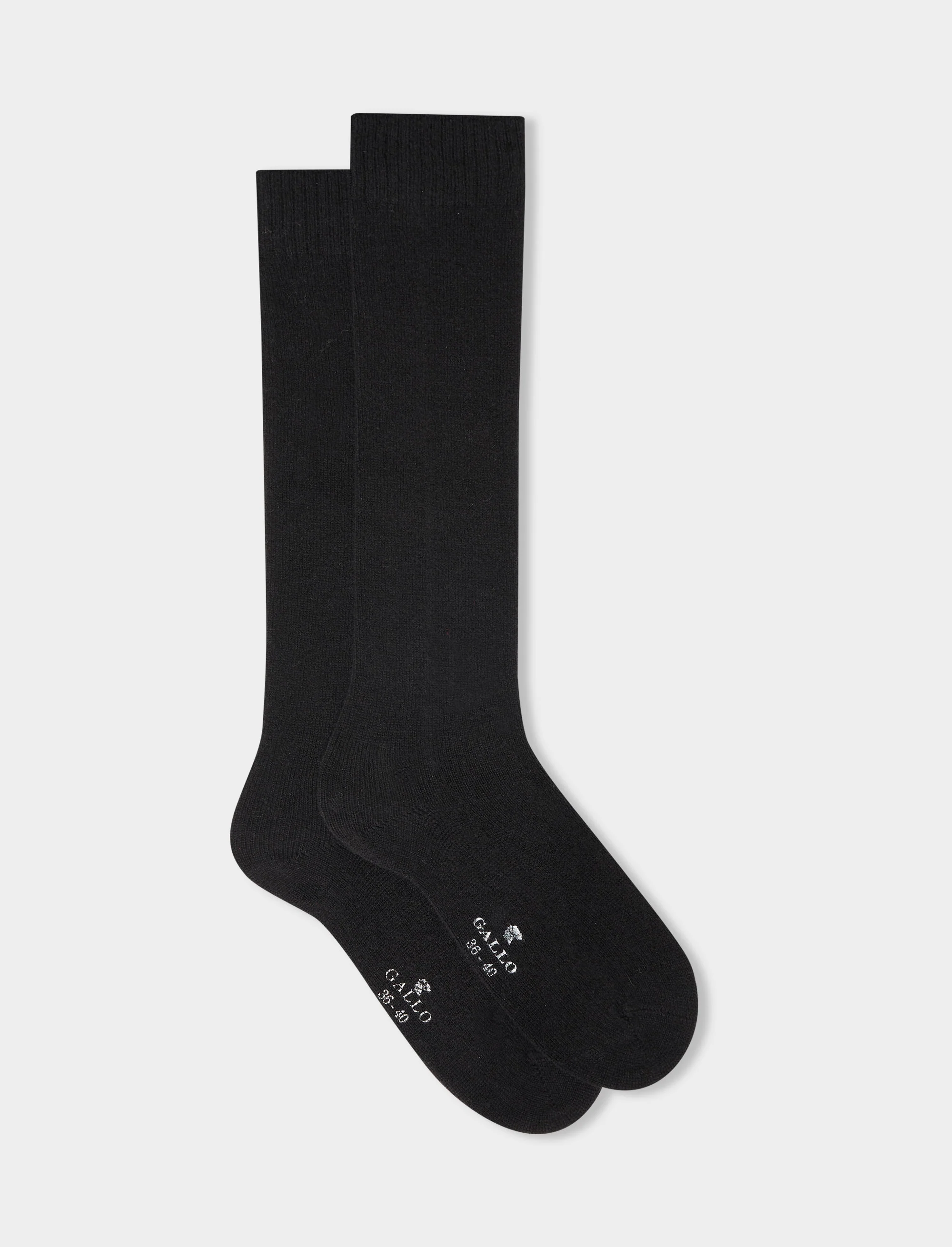 Calze lunghe donna cashmere nero tinta unita