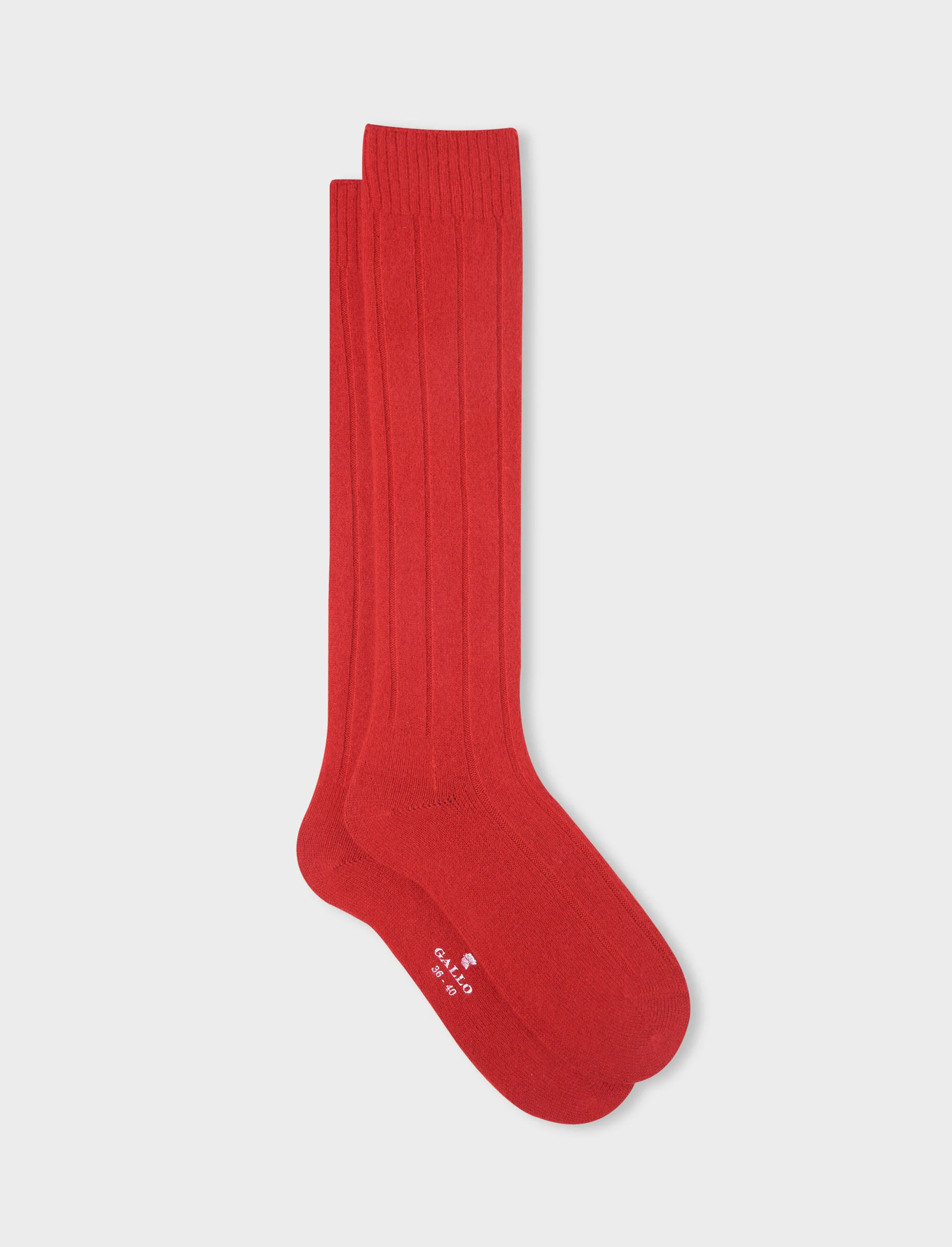 Calze lunghe donna cashmere rosso costa tinta unita