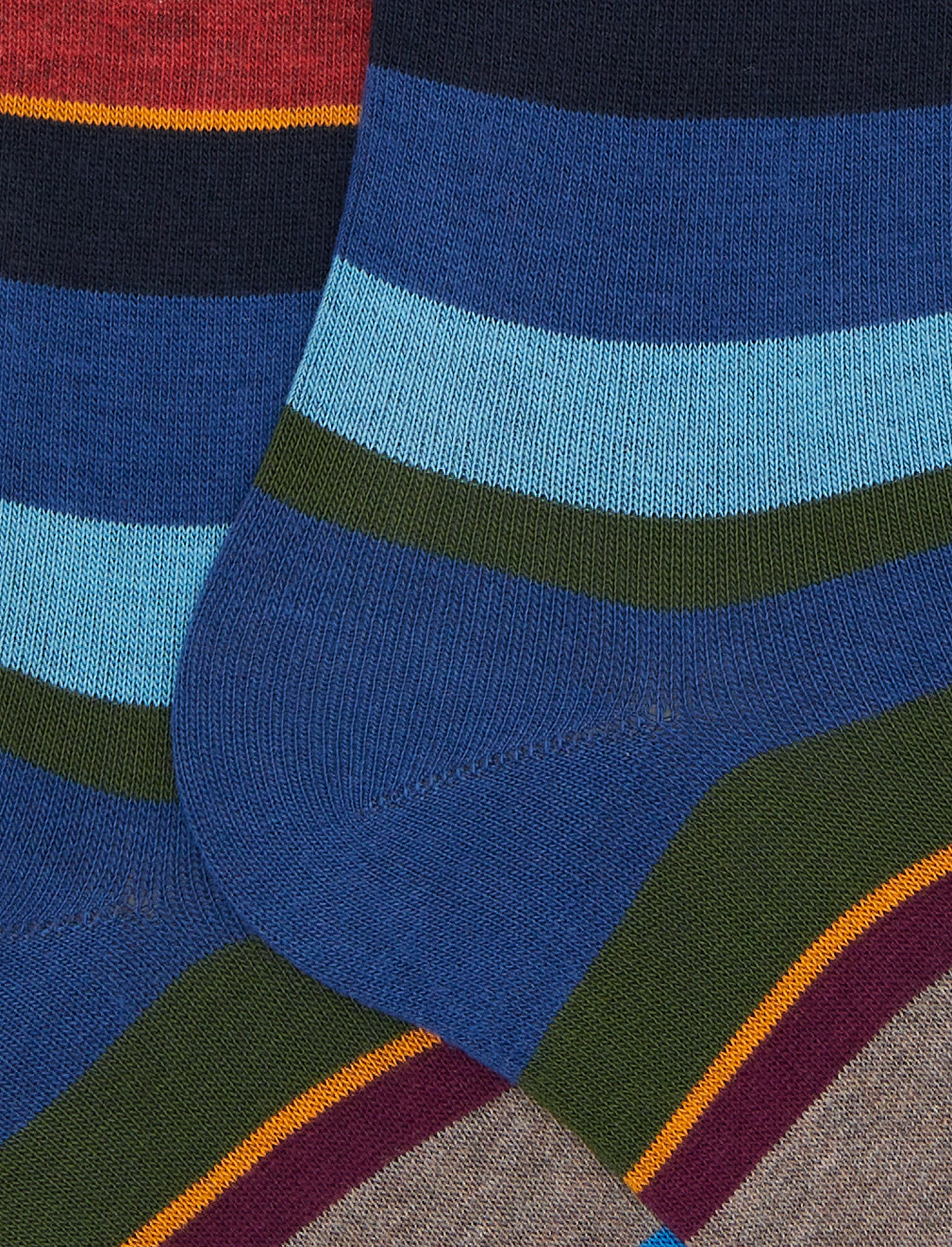 Calze lunghe donna cotone blu righe multicolor - Image 2