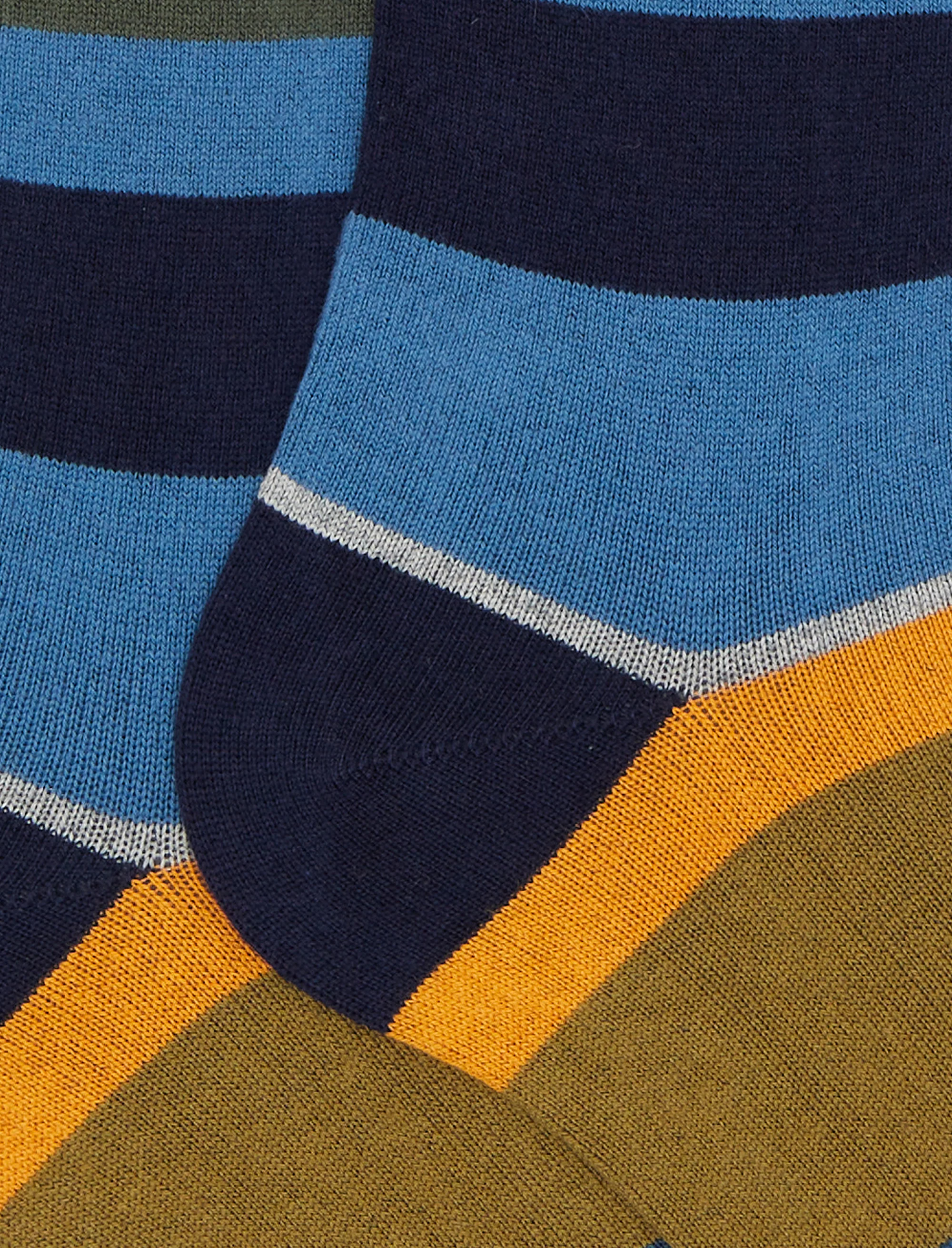 Calze lunghe donna cotone e cashmere blu righe multicolor macro - Image 2