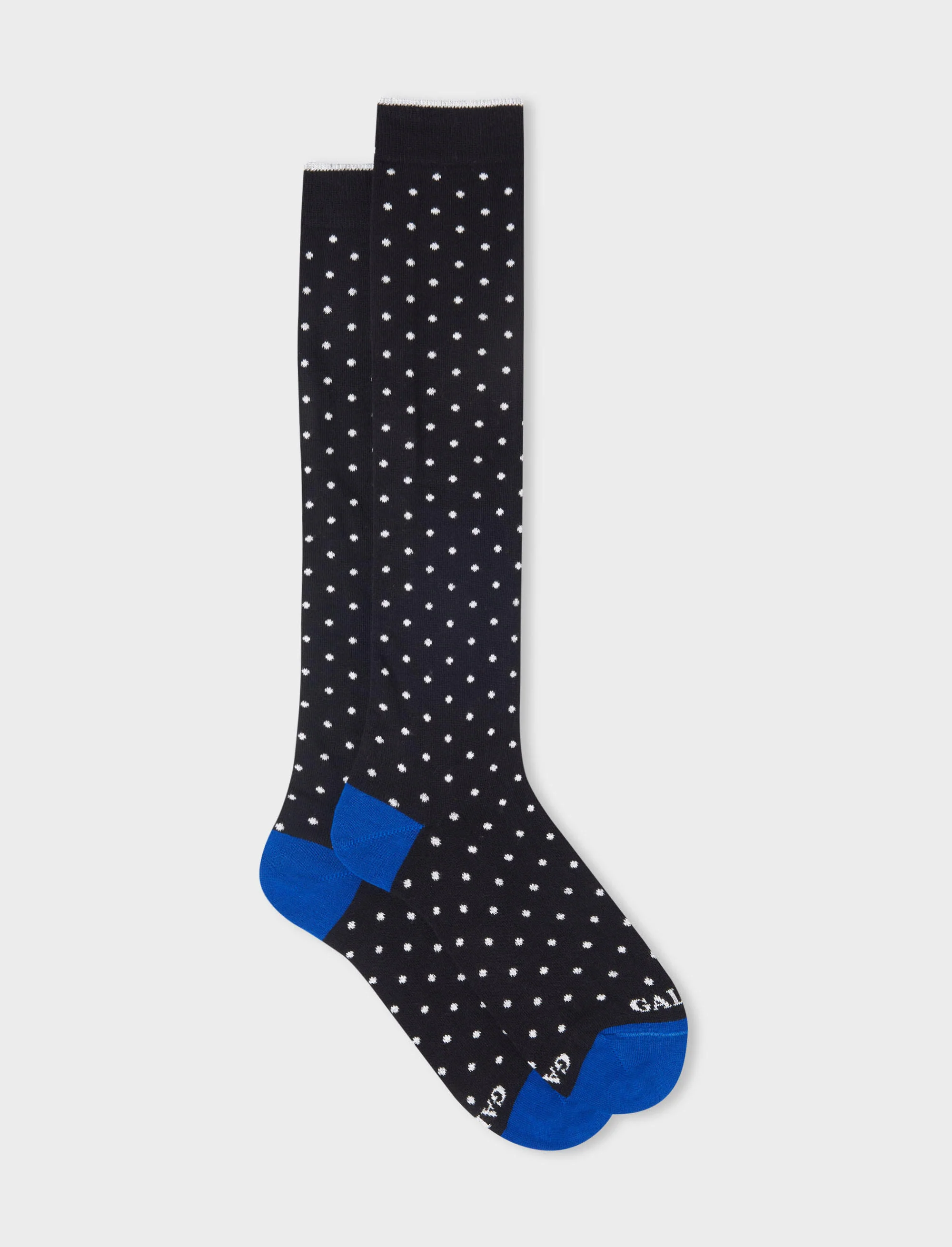 Calze lunghe donna cotone nero fantasia pois