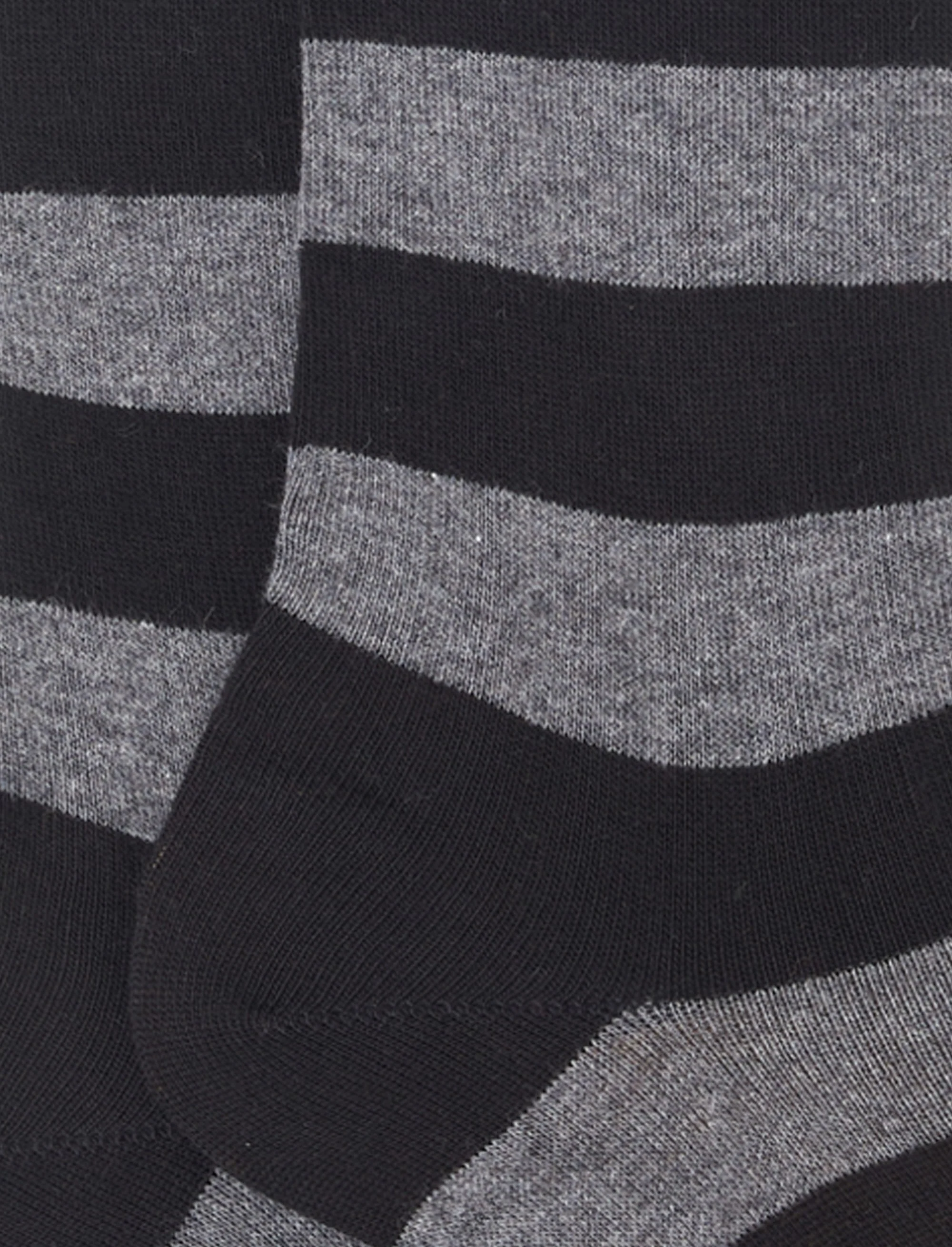 Calze lunghe donna cotone nero righe bicolore - Image 3