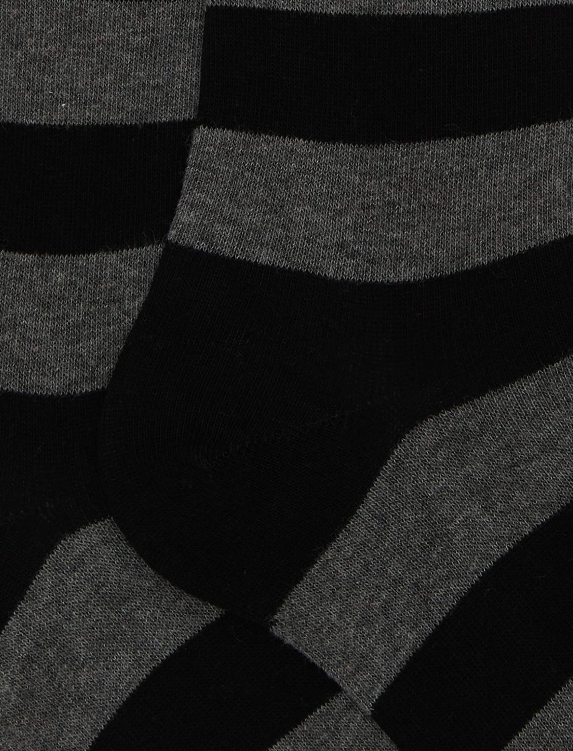 Calze lunghe donna cotone nero righe bicolore - Image 4