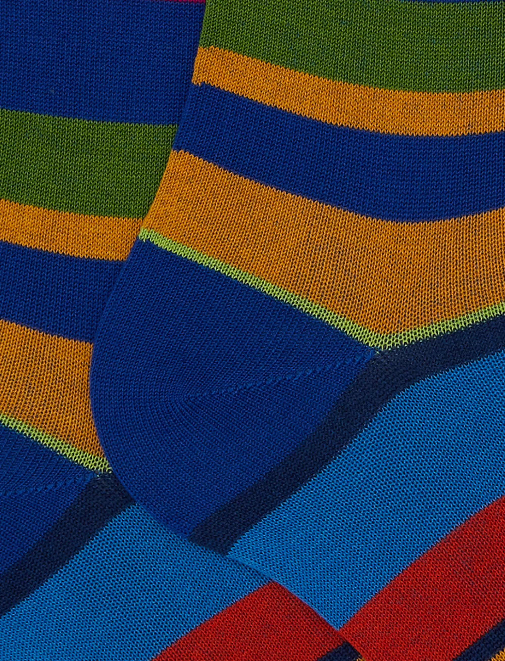 Calze lunghe donna cotone righe multicolor blu - Image 2