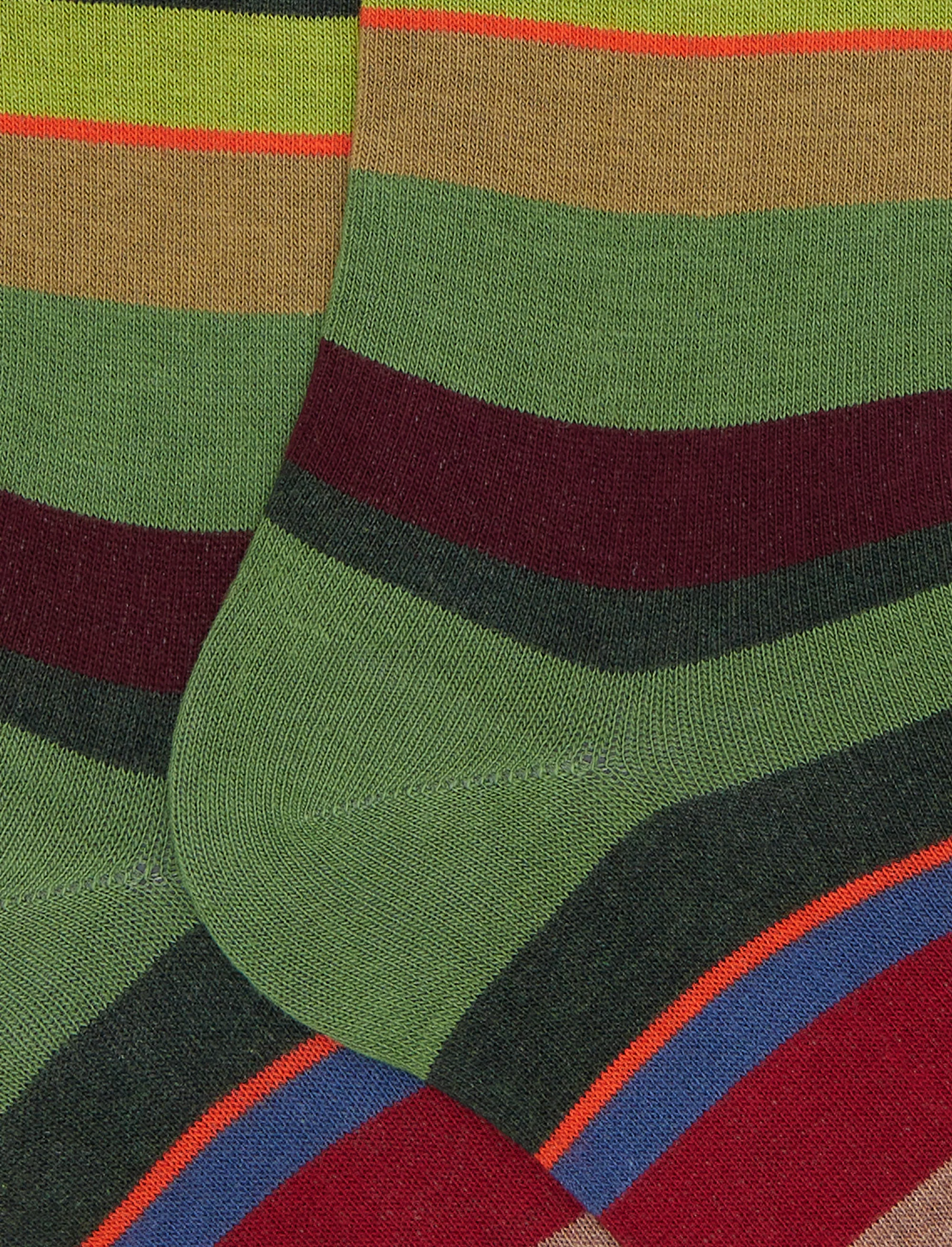 Calze lunghe donna cotone verde righe multicolor - Image 2