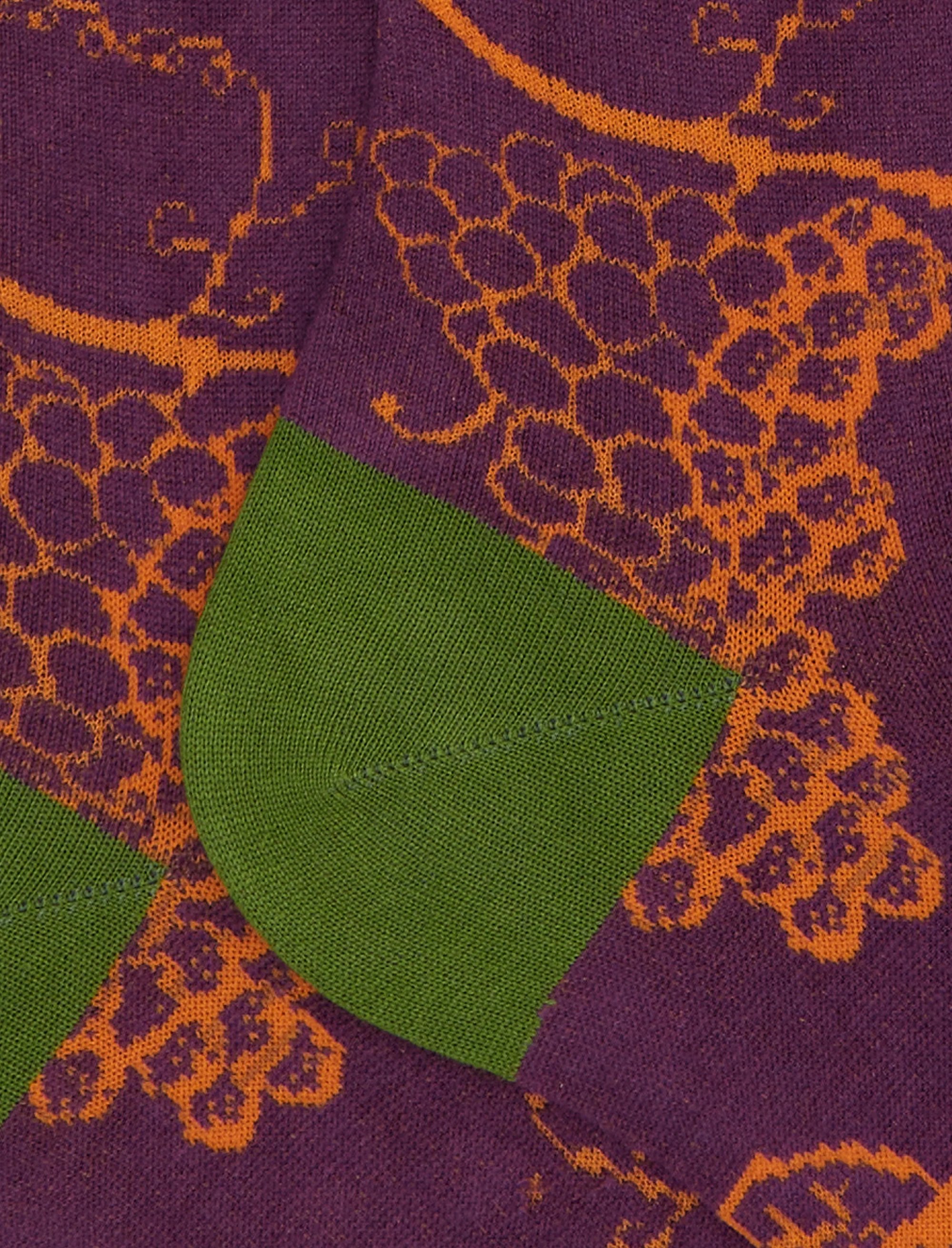 Calze lunghe donna cotone viola fantasia grappoli d'uva - Image 2