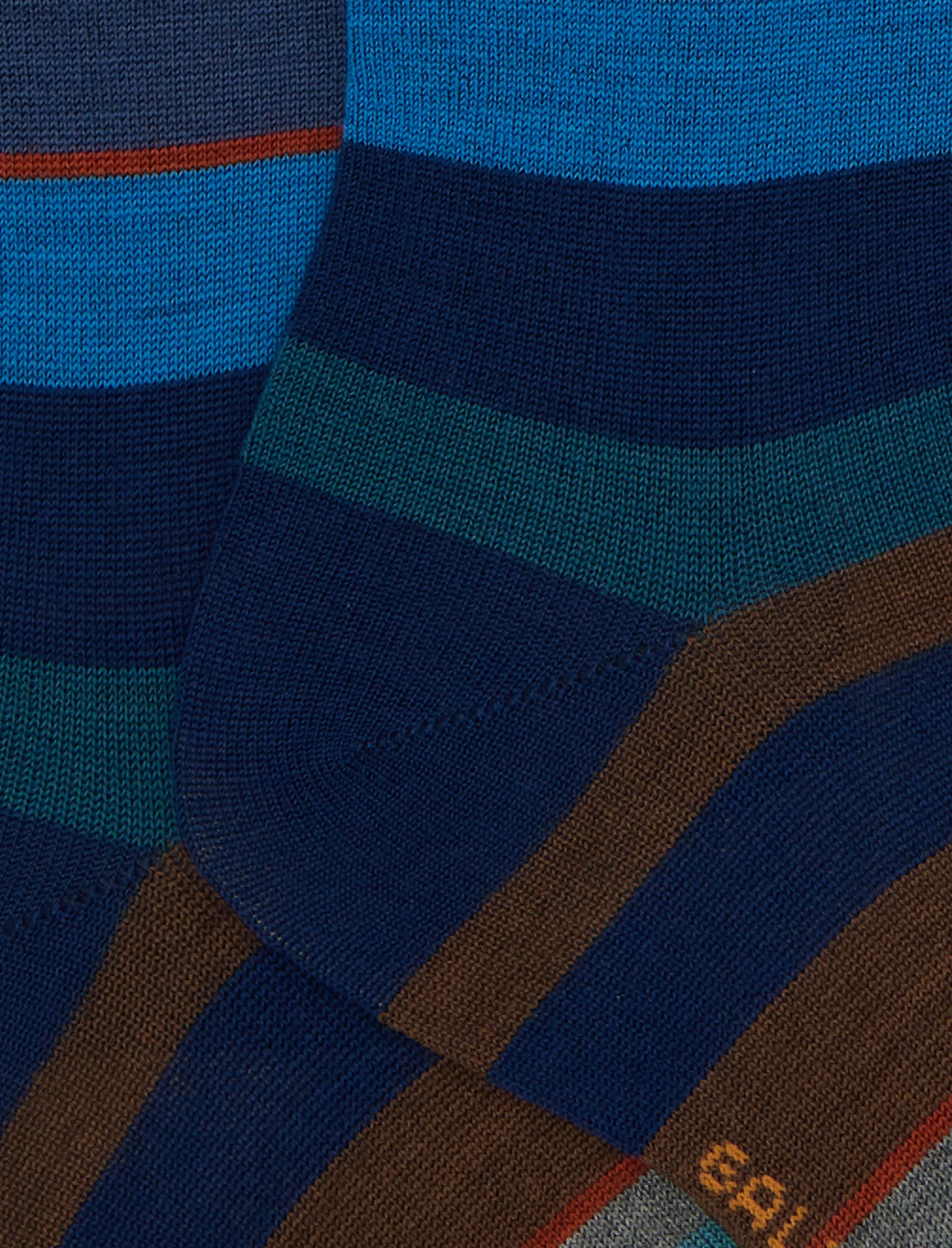 Calze lunghe donna lana blu righe multicolor - Image 2