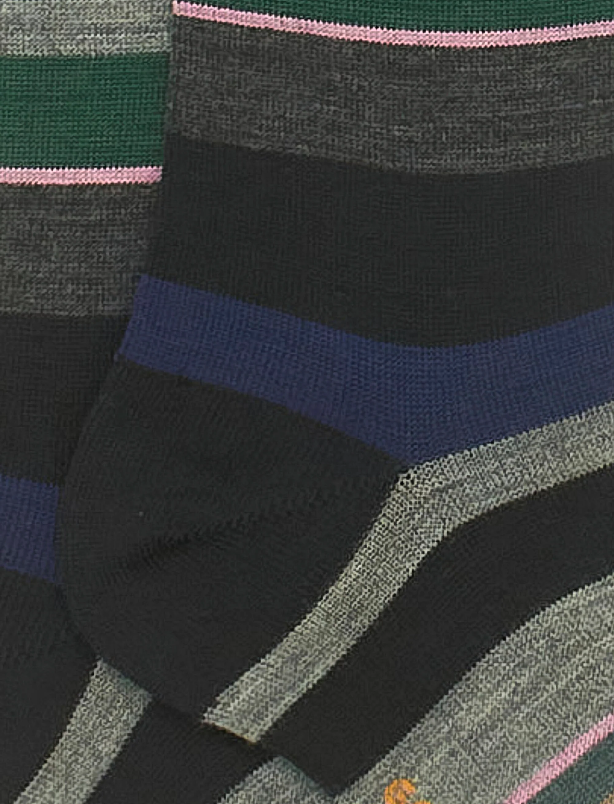 Calze lunghe donna lana nero righe multicolor - Image 2