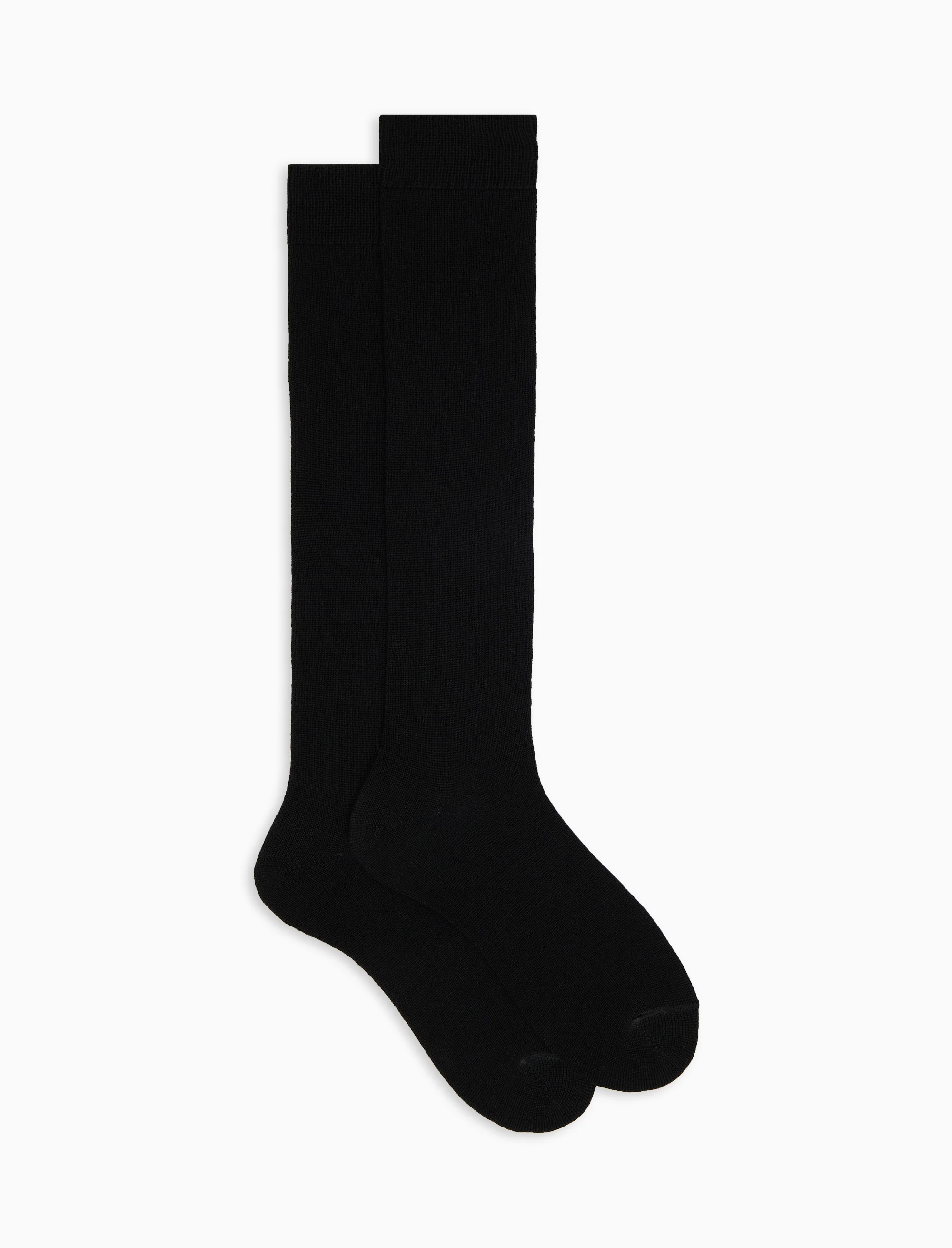 Calze lunghe donna lana, seta e cashmere nero tinta unita - Image 2