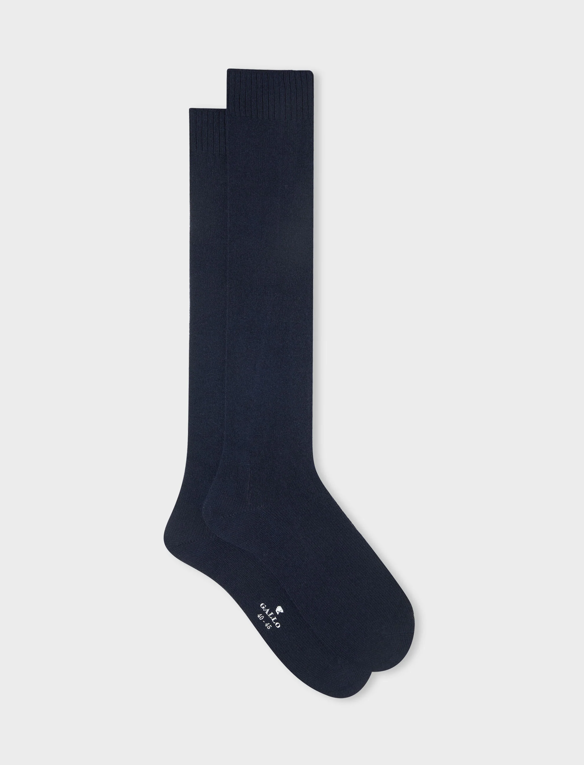 Calze lunghe uomo cashmere blu tinta unita