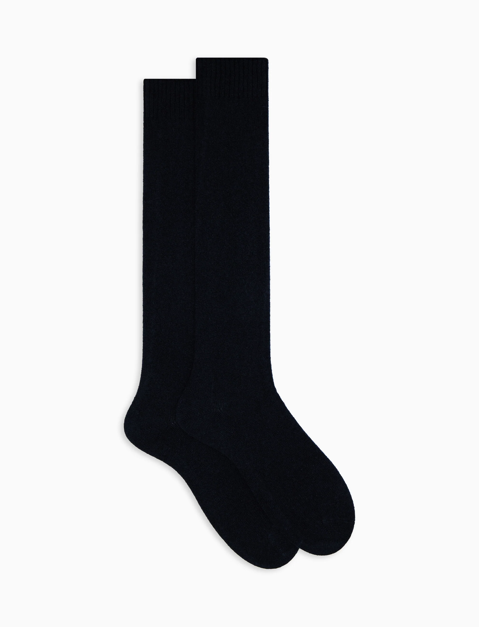 Calze lunghe uomo cashmere blu tinta unita - Image 2
