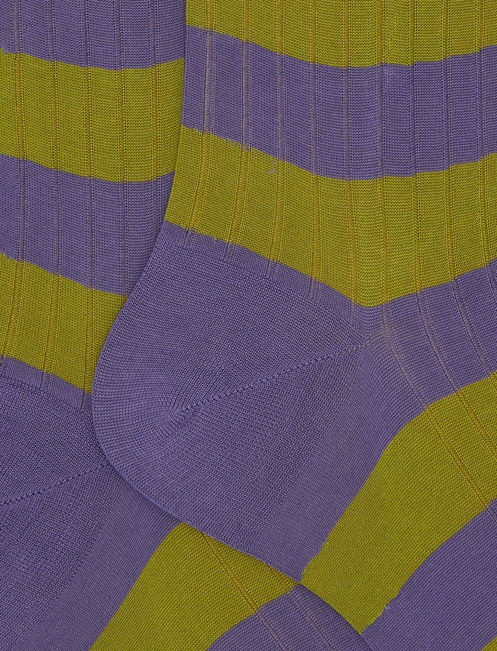 Calze lunghe uomo cotone a coste righe bicolore viola - Image 2