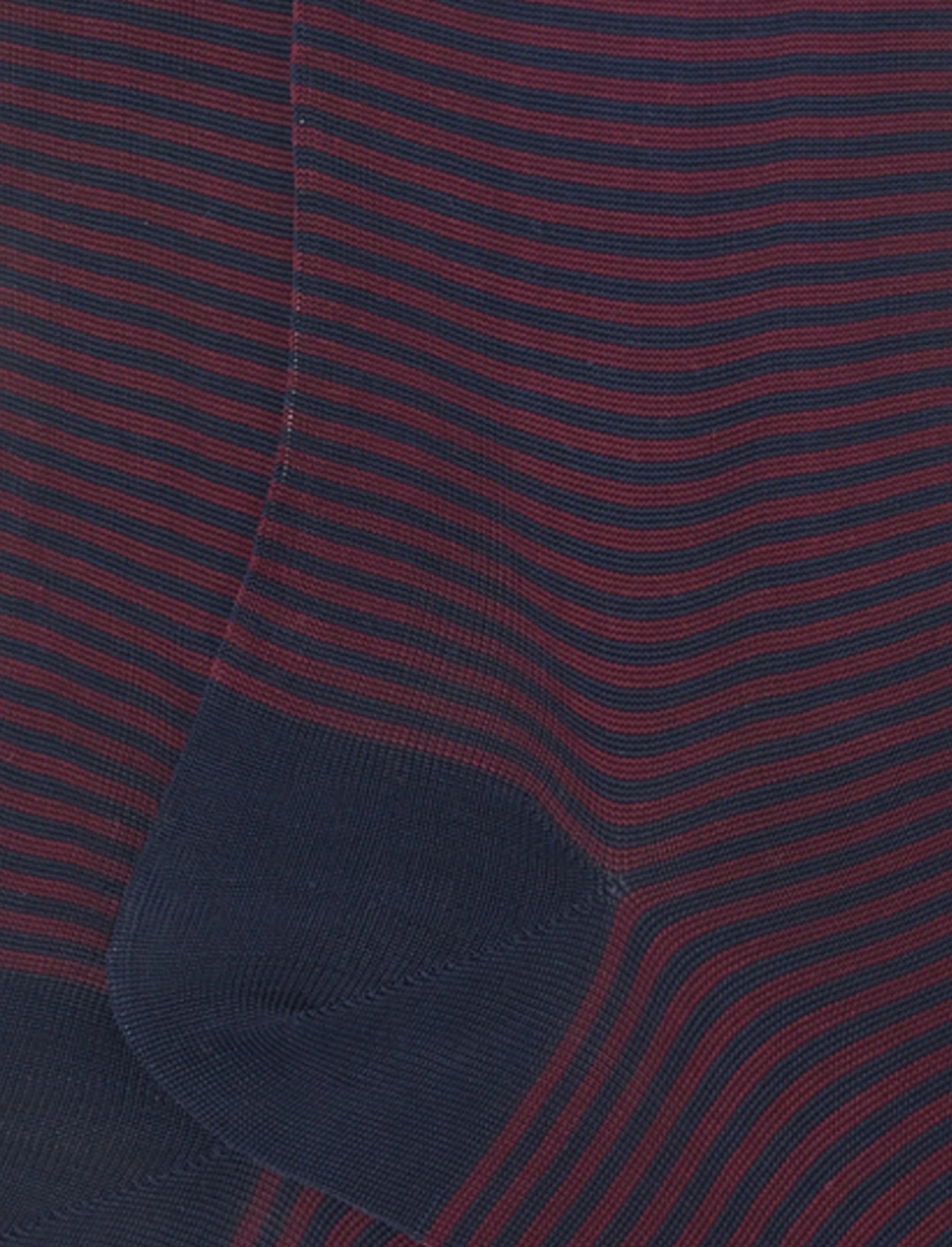 Calze lunghe uomo cotone blu/bordò righe windsor - Image 3