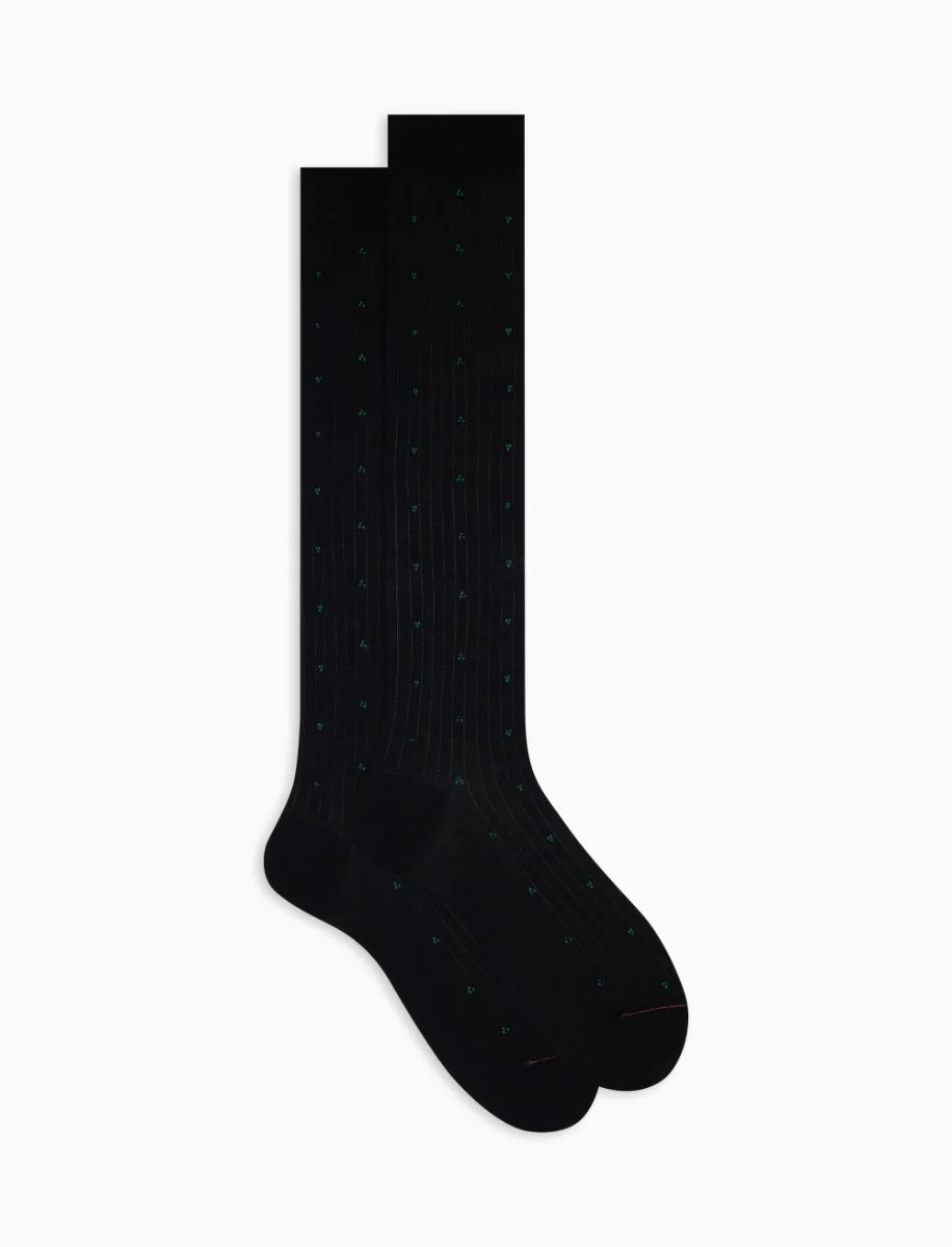 Calze lunghe uomo cotone blu con ricamo avio - Image 3